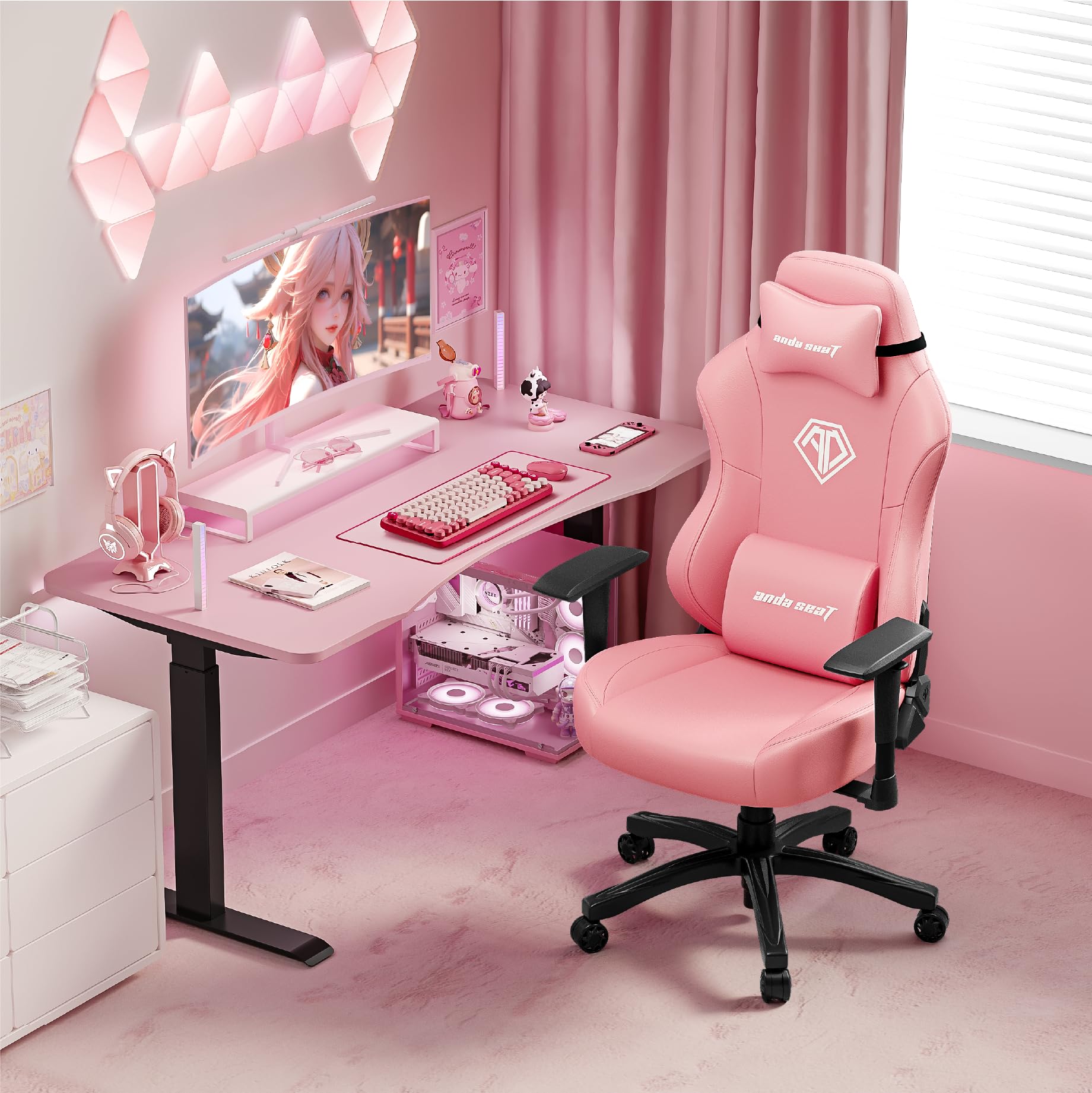 Amazon.co.jp: Andaseat Phantom3S ゲーミングチェア ピンク 白 耐荷重 