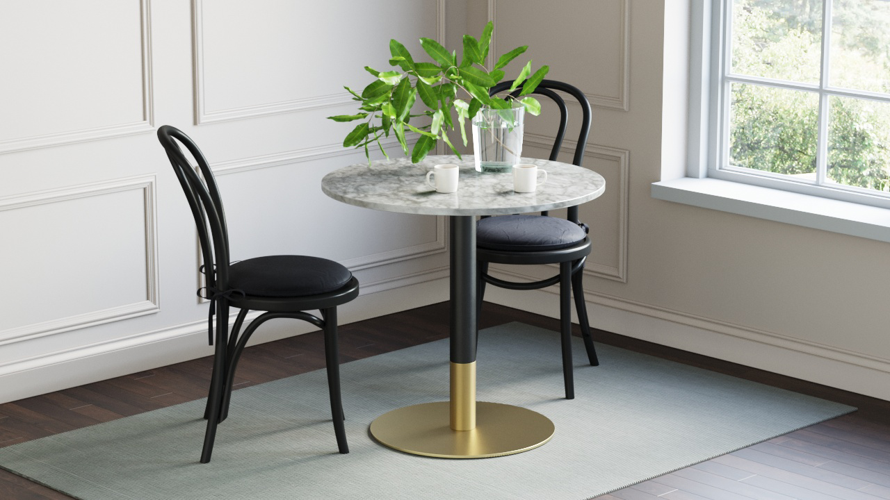 Nathan James Bistro Lucy Small Mid-Century Modern Kitchen or Dining Table with Faux Carrara Marble Top and Brushed Metal… - Image 8