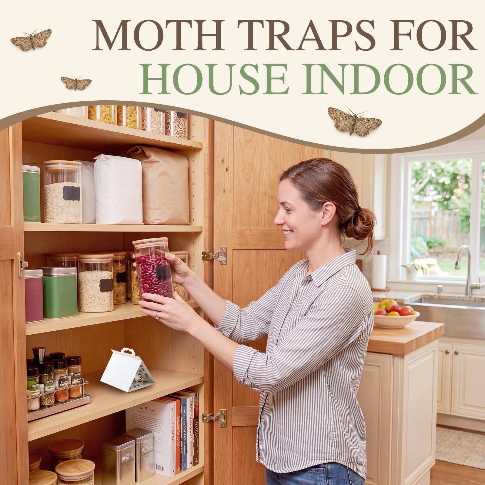 Confezione da 20 trappole per tarme della dispensa, per casa e interni, da appendere, per dispensa di casa, cucina, conservazione degli alimenti e armadio, trappole fisiche appiccicose, senza spruzzo