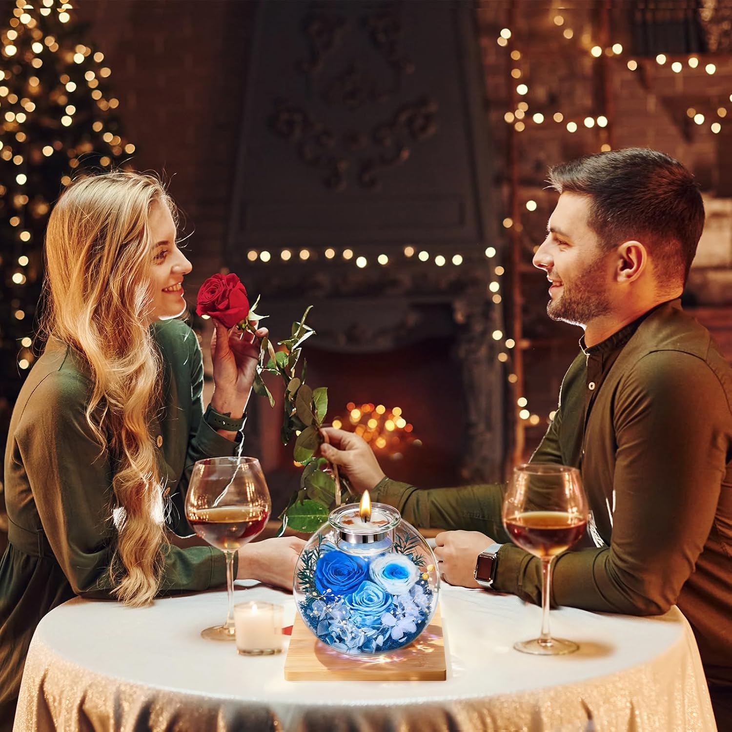 Valentines Day Rose Gifts for Her Birthday Gift for Women Mom Flowers for Delivery Preserved Flowers Forever Eternal Rose in Glass Dome with Scented Valentine Gifts for Daughter Wife Girlfriend, Blue - Image 2