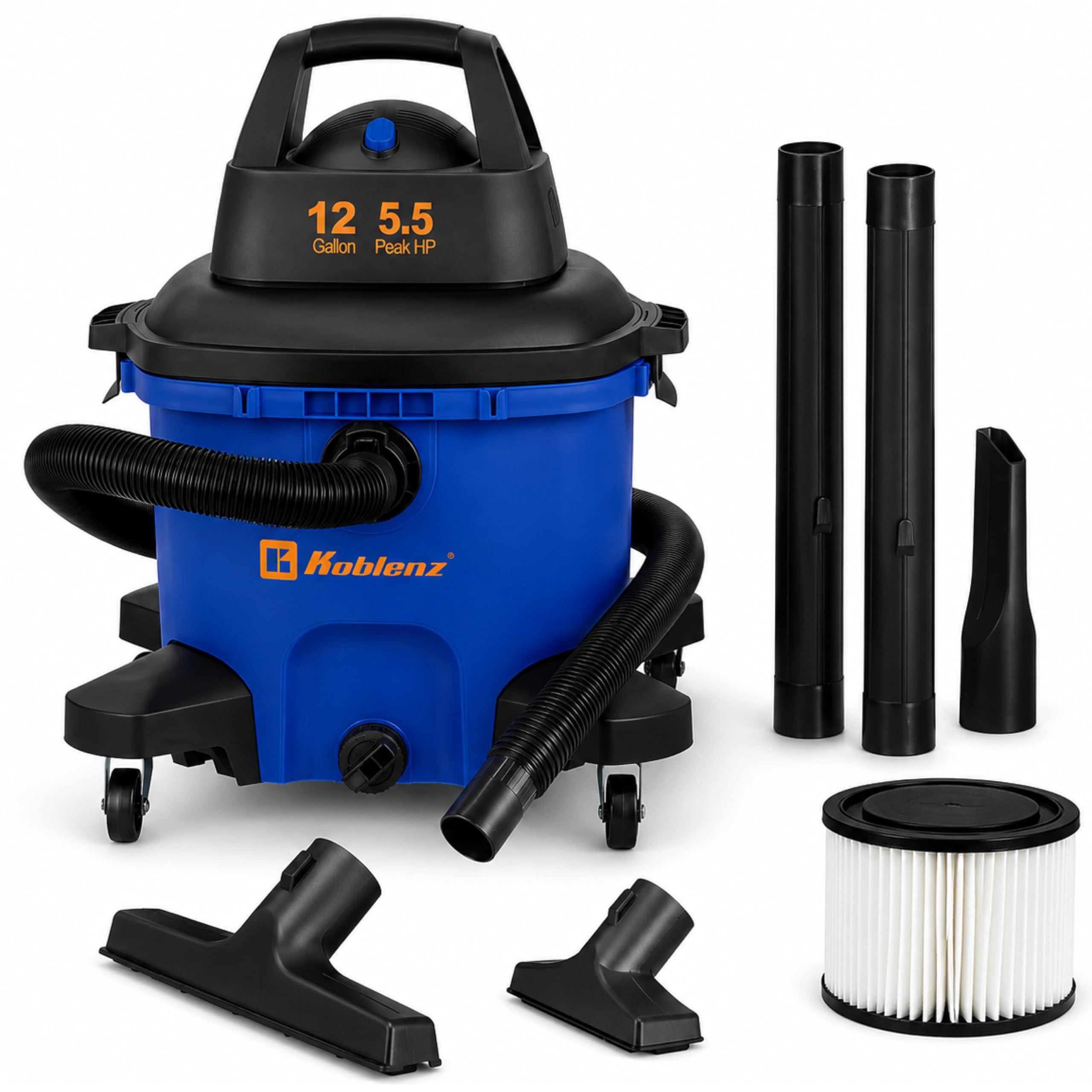 Koblenz WD-12 L4 Wet Dry Vacuum Cleaner, 12 Gallon 5.5 PHP