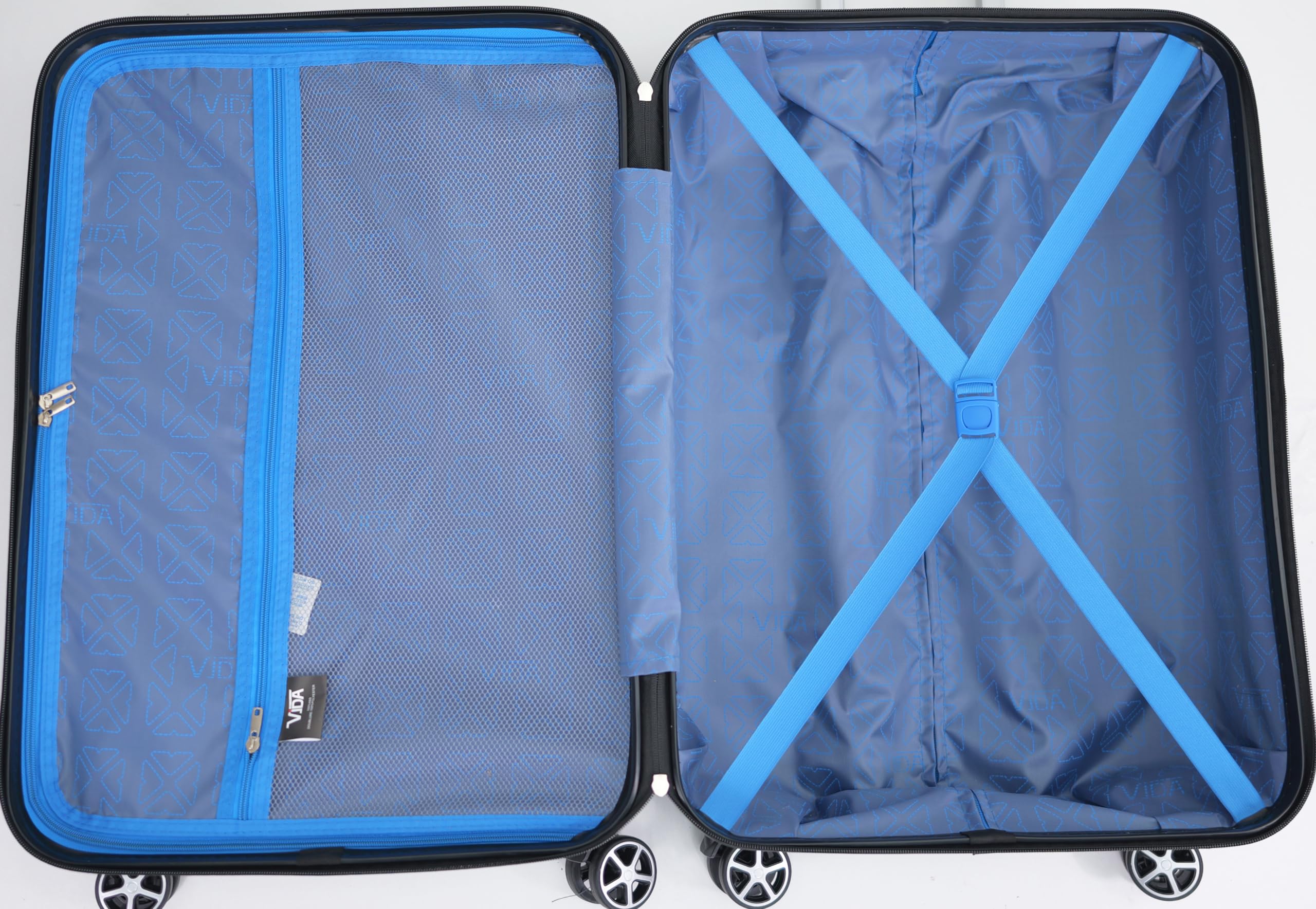 Valise Rigide VR611B roulettes Double Rapport Qualité/Prix (Bleu Argenté (Blue, M-SOUTE-68L-3.1Kg-47x27x67cm)