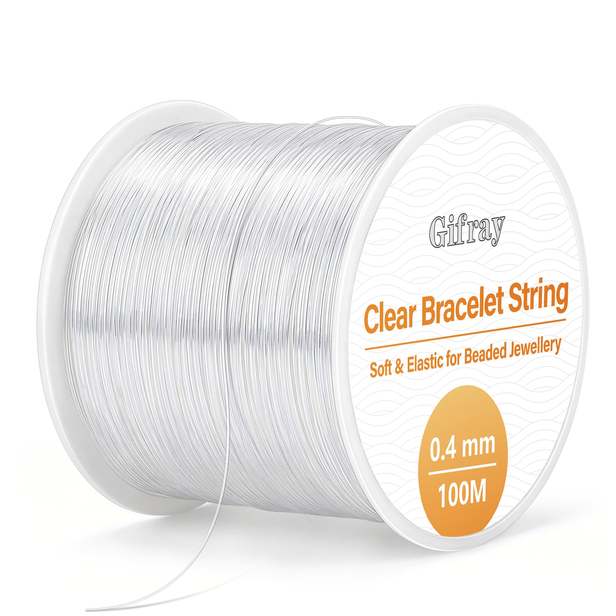 Gifray Clear 0.4Mm Elastic String For Bracelet Making, Crystal Elastic Cord With Beading Needle - Strong & Durable Beading Thread For Diy Jewelry, Necklaces, Friendship Bracelets, Kandi String (100M)