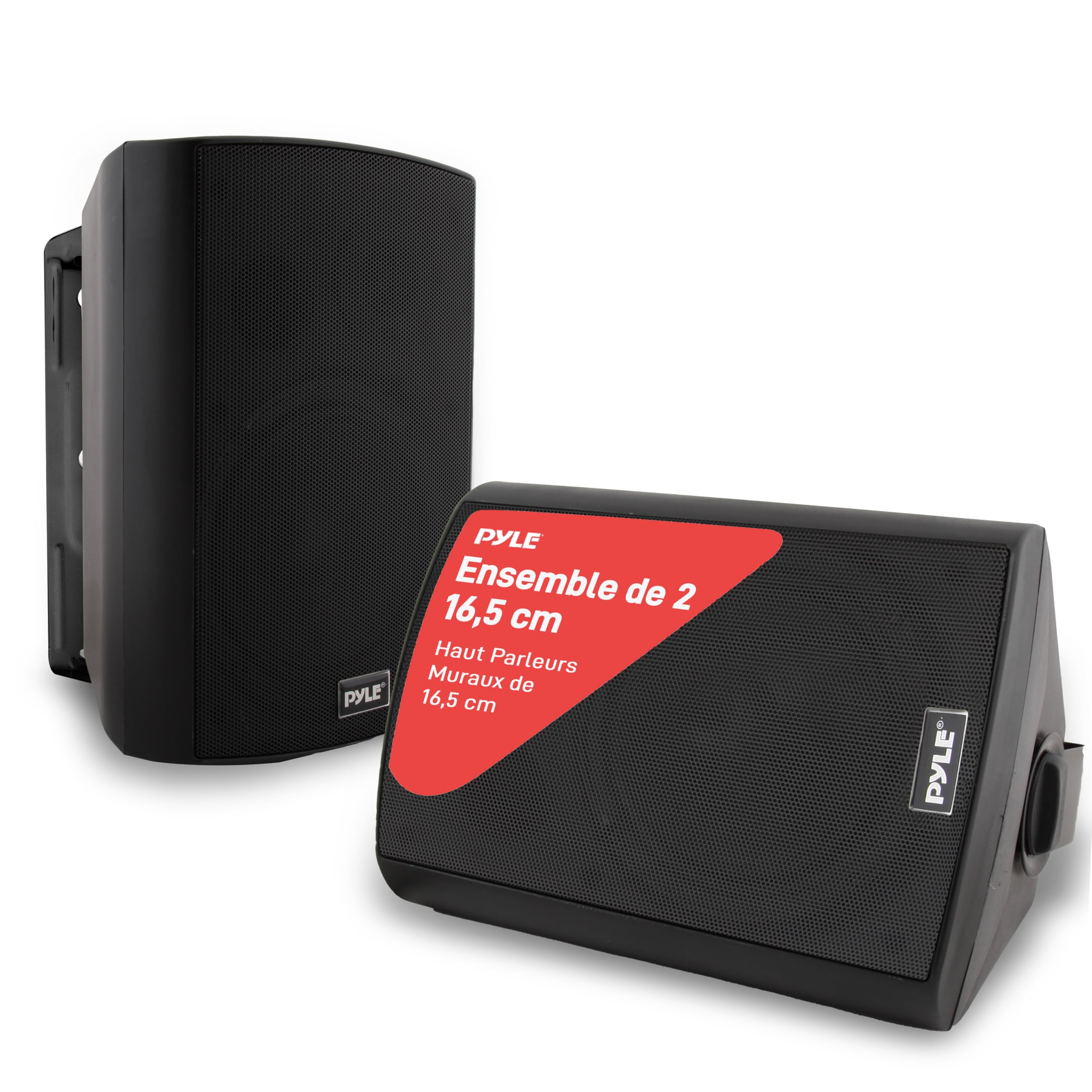 Pyle Paire d'Enceintes Bluetooth Murales étanches, pour Intérieur/​Extérieur, évaluation IP44 de Qualité Marine, Amplification des Basses, Volume élevé et Basses Améliorées, Noir