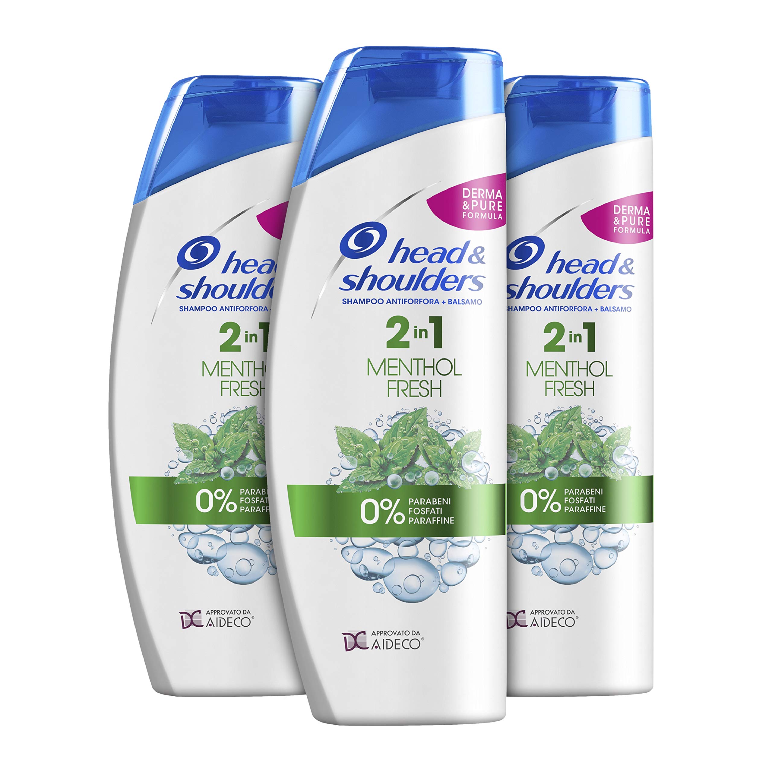 Head & Shoulders Menthol Fresh 2-in-1 Anti-Schuppen Shampoo und Spülung, 3er Pack (3 x 540 ml) für fettiges Haar, Bis zu 72 Stunden Schutz