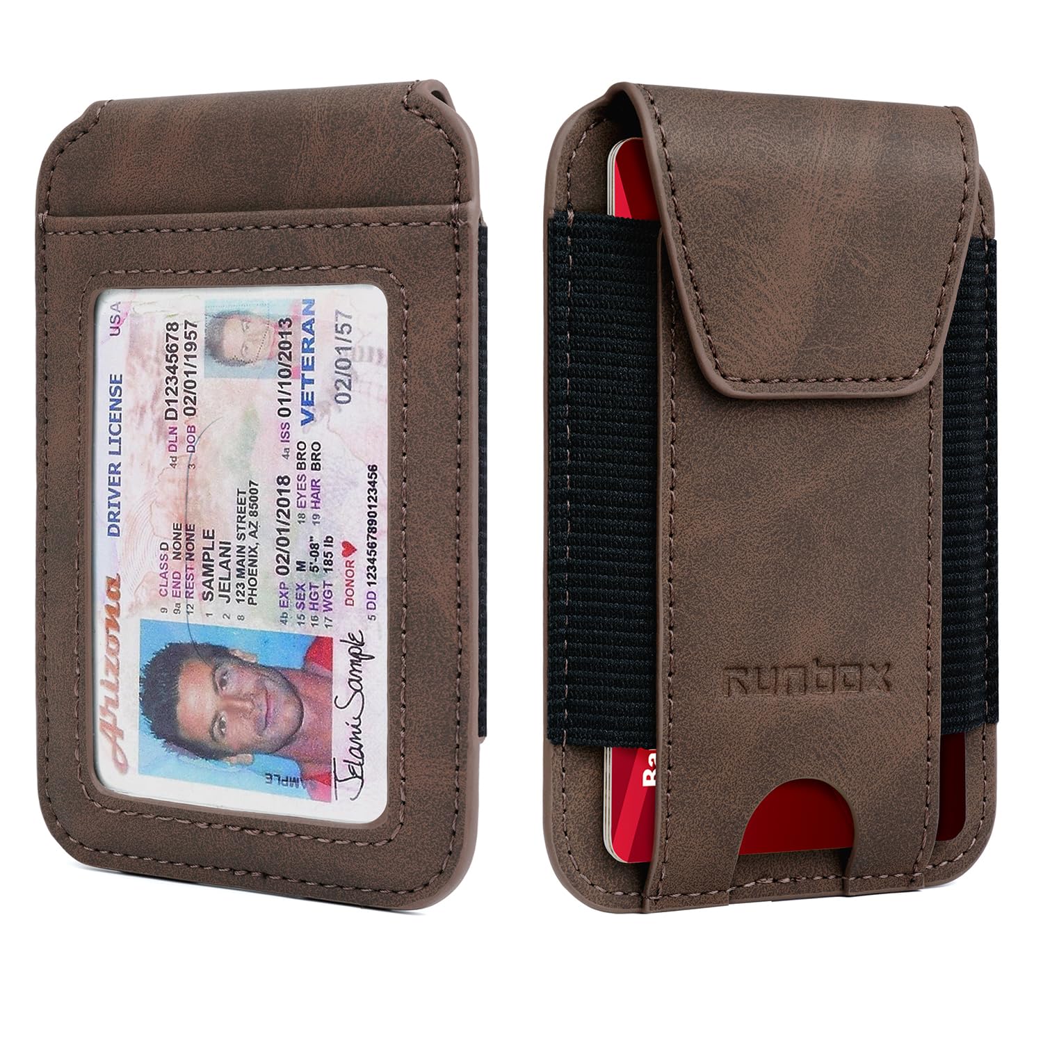 RUNBOX Wallet for Men 6-8 Cards With ID Window RFID Blocking Wallet Credit Card Holder Minimalist Front Pocket Gifts Ideal Choice