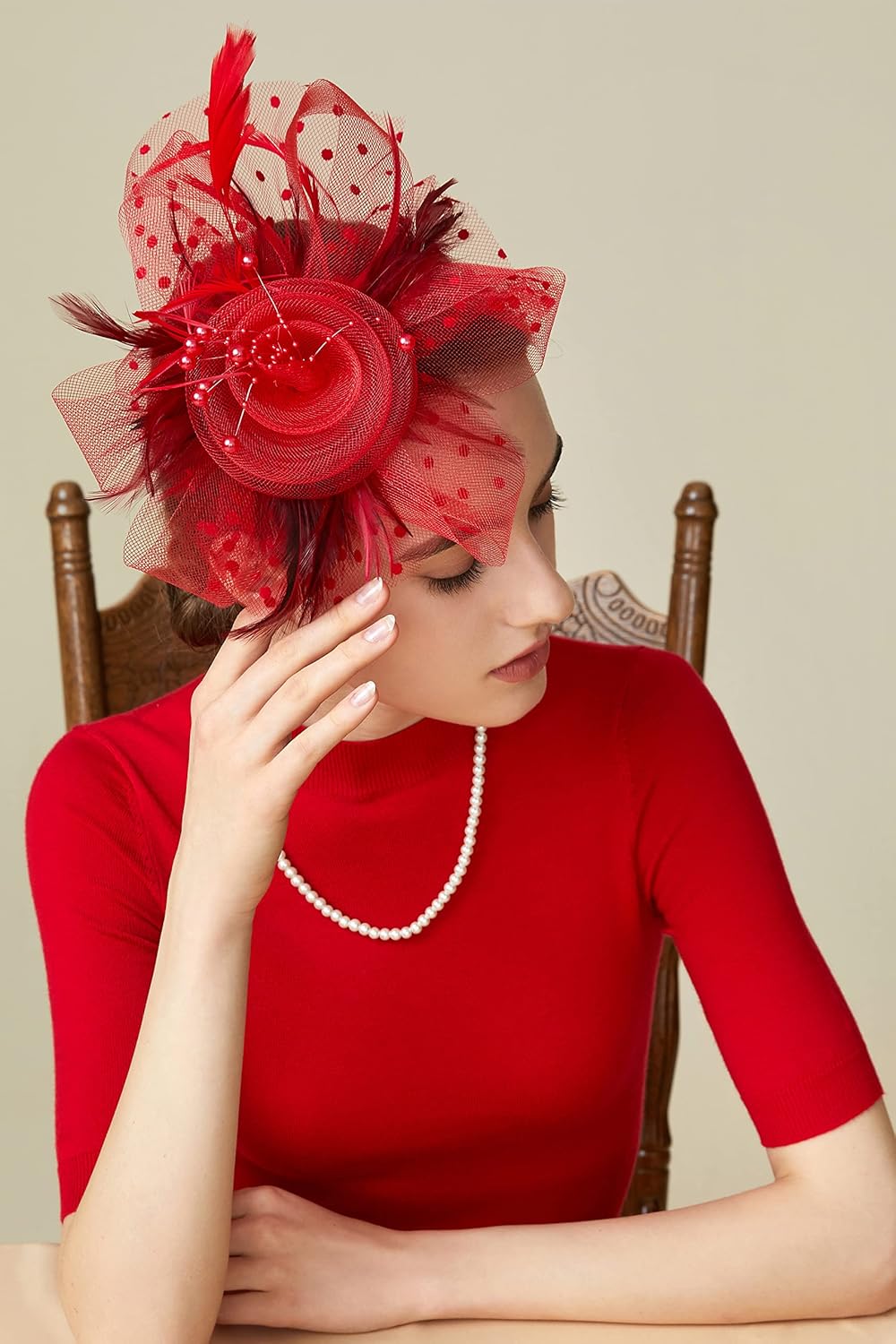 BABEYOND Fascinator Hats for Women Tea Party Hat Kentucky Fascinators Headband Derby Hats Wedding Flower Feathers Hair Clip - Image 4