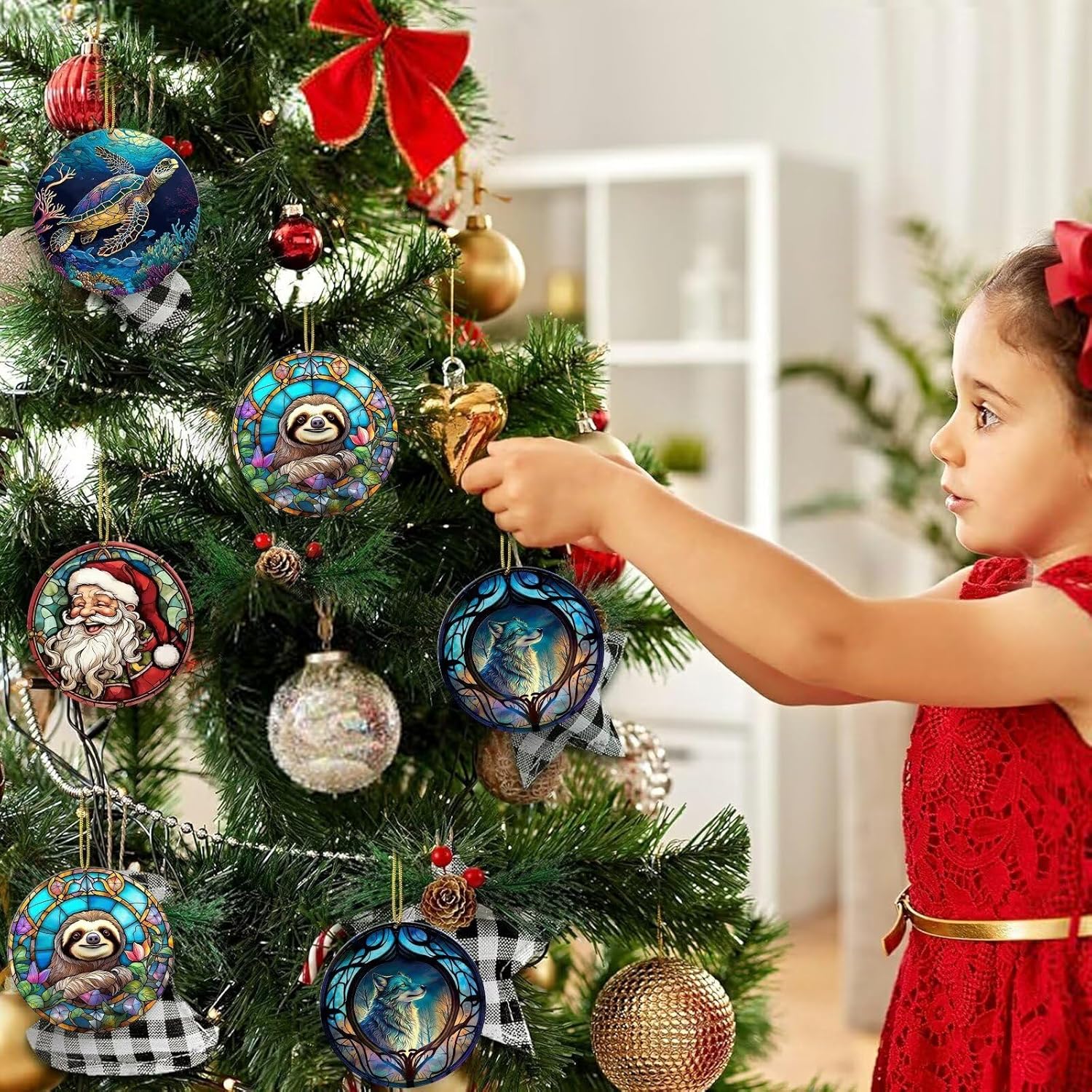 Wolf Christmas Ornament, Wolf Christmas Tree Holiday Decor, 2025 Christmas Wolf Ornaments Hanging Tree Decorations, Wolf Gifts for Women Men - Image 5