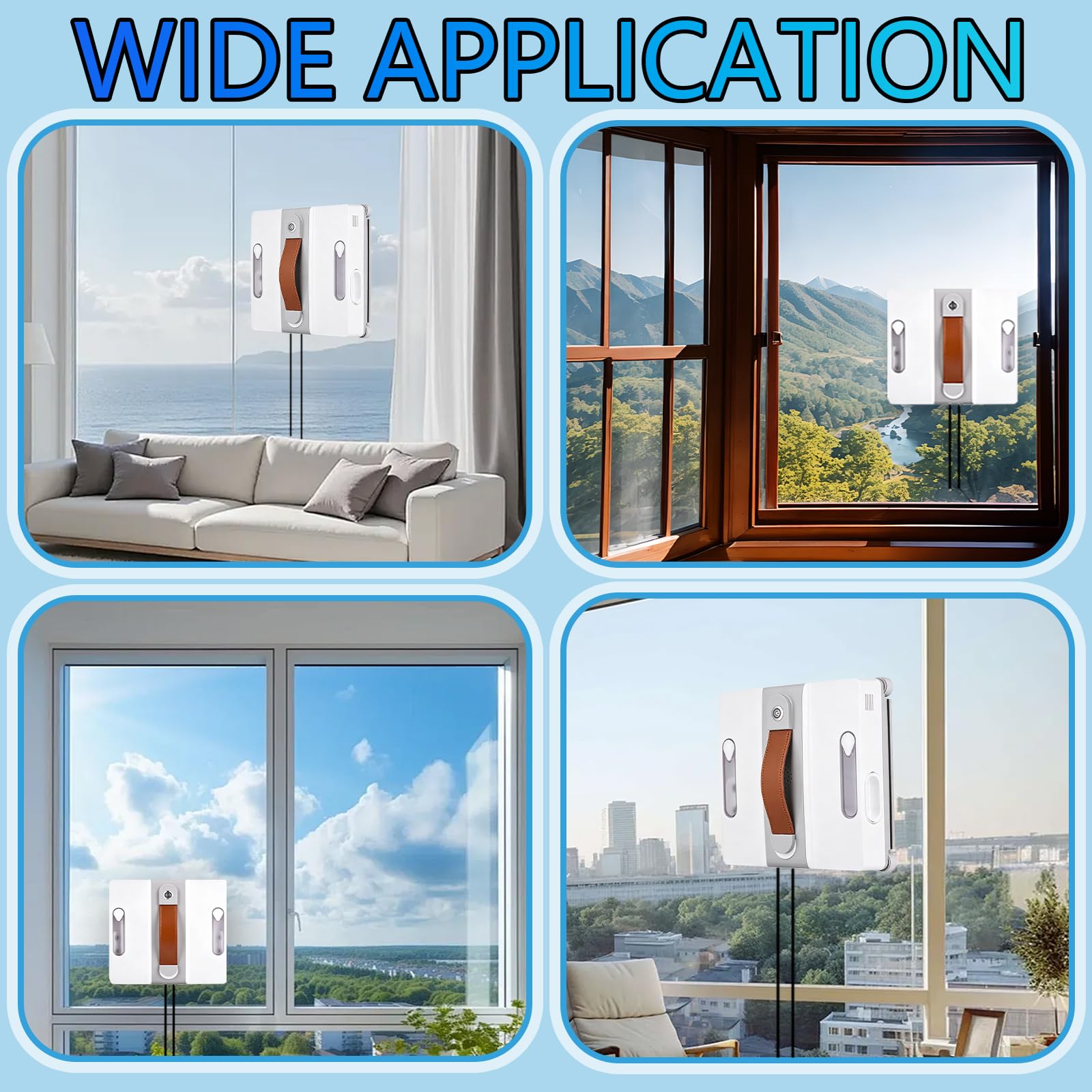 Fensterputzroboter, 3500Pa Fensterreiniger Elektrisch mit Automatische Doppel-Sprühfunktion, 3 Reinigungsmodi, Intelligente Navigation, Kantenerkennung, Fernbedienung und 6 Reinigungstücher