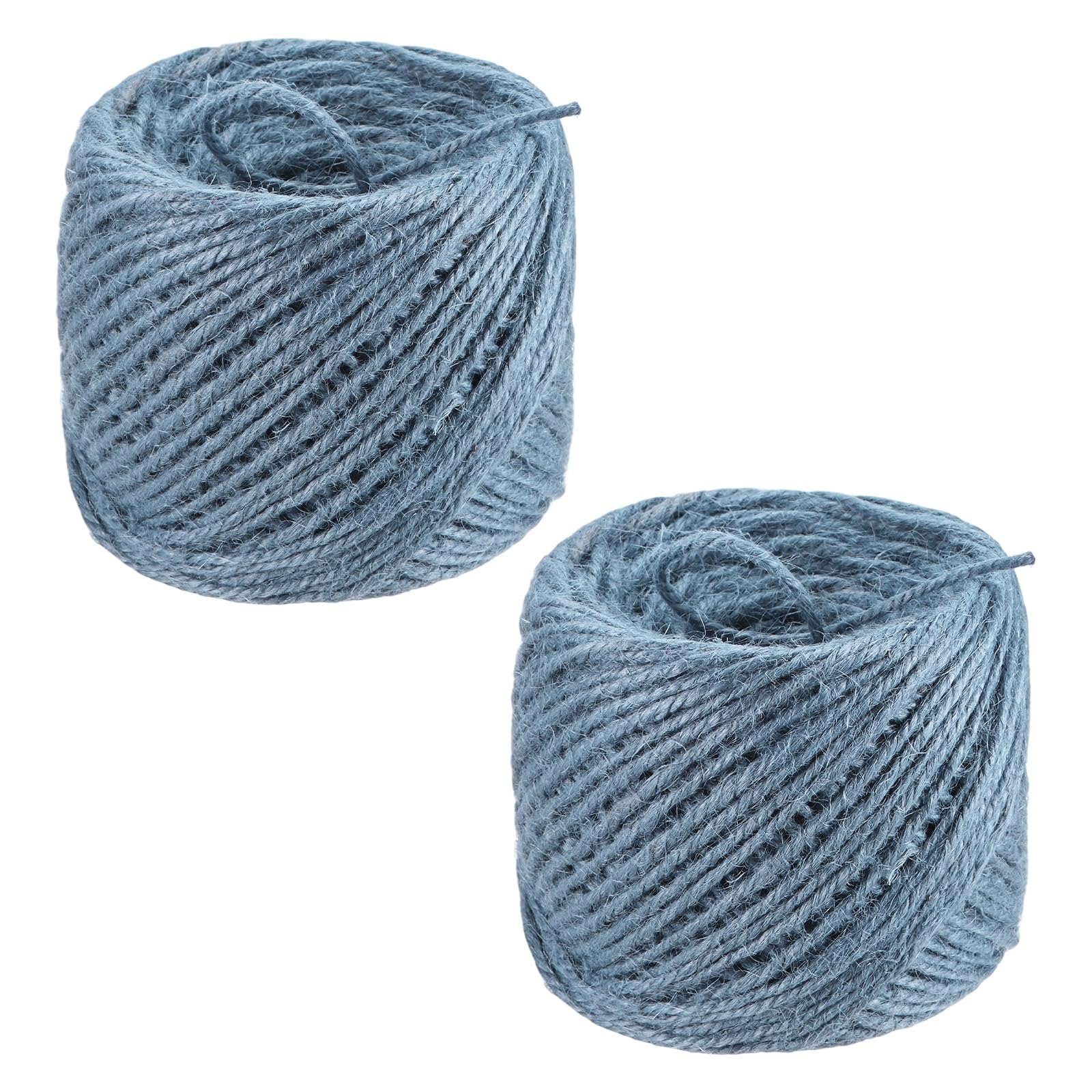 M METERXITY 2-Pack Natural Jute Twine String, 3mm x 328ft/100m Long Garden Twine Balls for Crafts/Gift Wrapping/Gardening Plants, Durable Plant Ties Thick Rope [Gray]