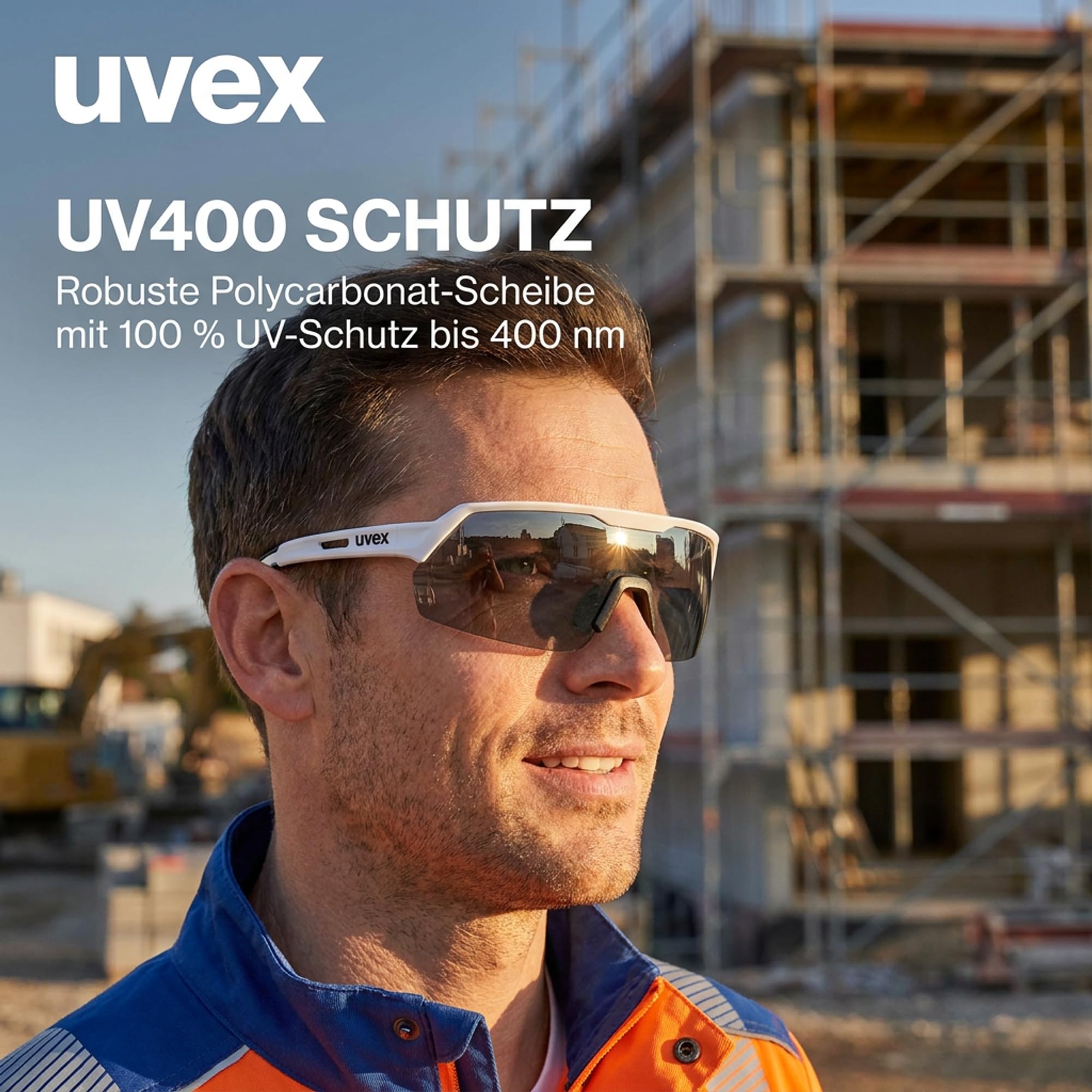 Uvex Ultrashield okulary ochronne – odporne na zarysowania i zaparowanie, sportowe okulary robocze i do prasowania ze 100% ochroną przed promieniowaniem UV, antypoślizgowe i wygodne