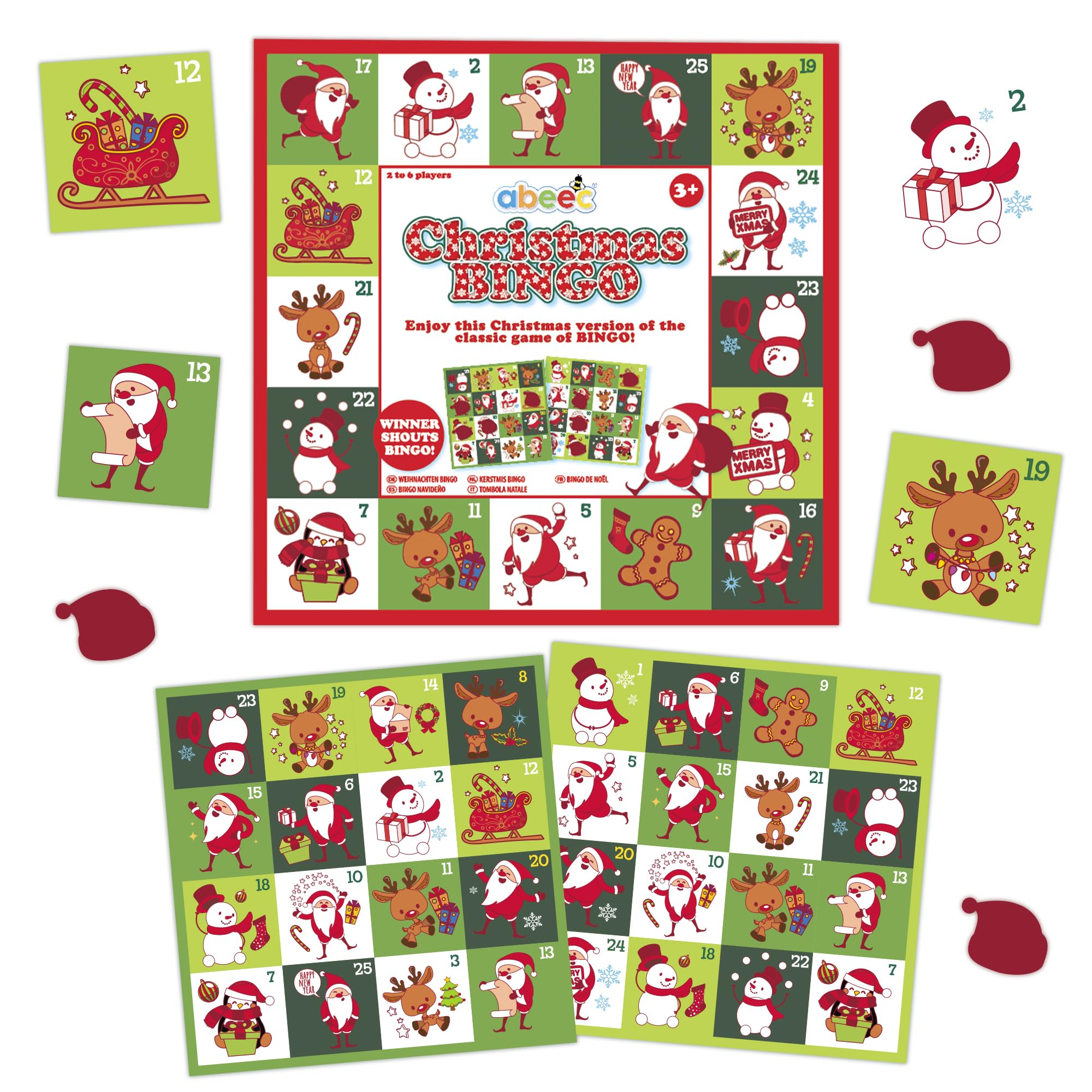 Abeec Christmas Bingo - Family Games For Kids And Adults - Stocking Fillers - Christmas Day Games
