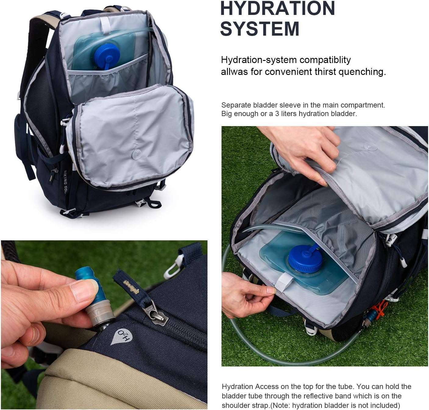 MOUNTAINTOP 50L Internal Frame Backpack Hiking for Men Women with Rain Cover : Sports & Outdoors