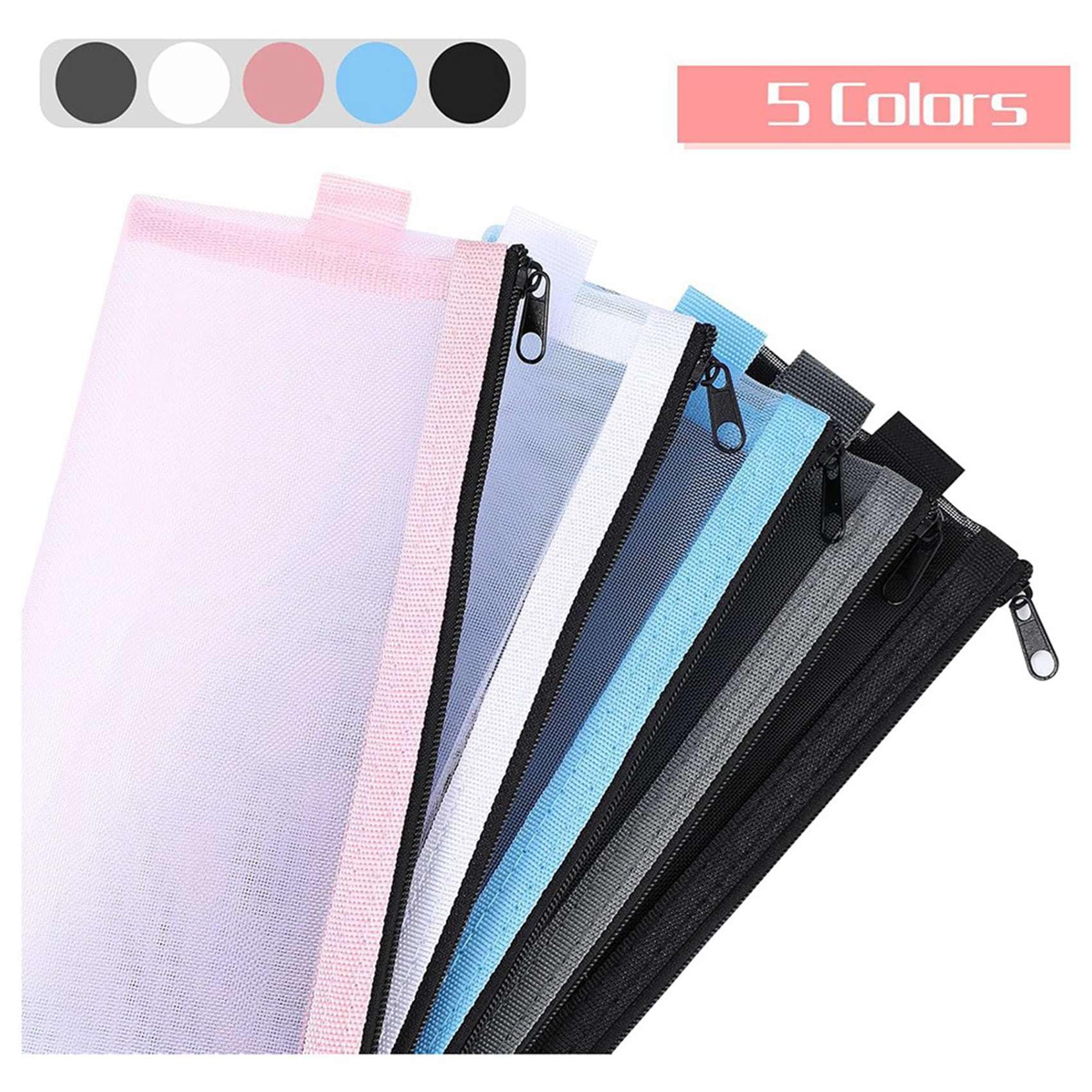 Estuche transparente de 100 piezas para lápices de exámenes, de de nailon con cremallera, bolsa de cosméticos, bolsa de almacenamiento para artículos de papelería