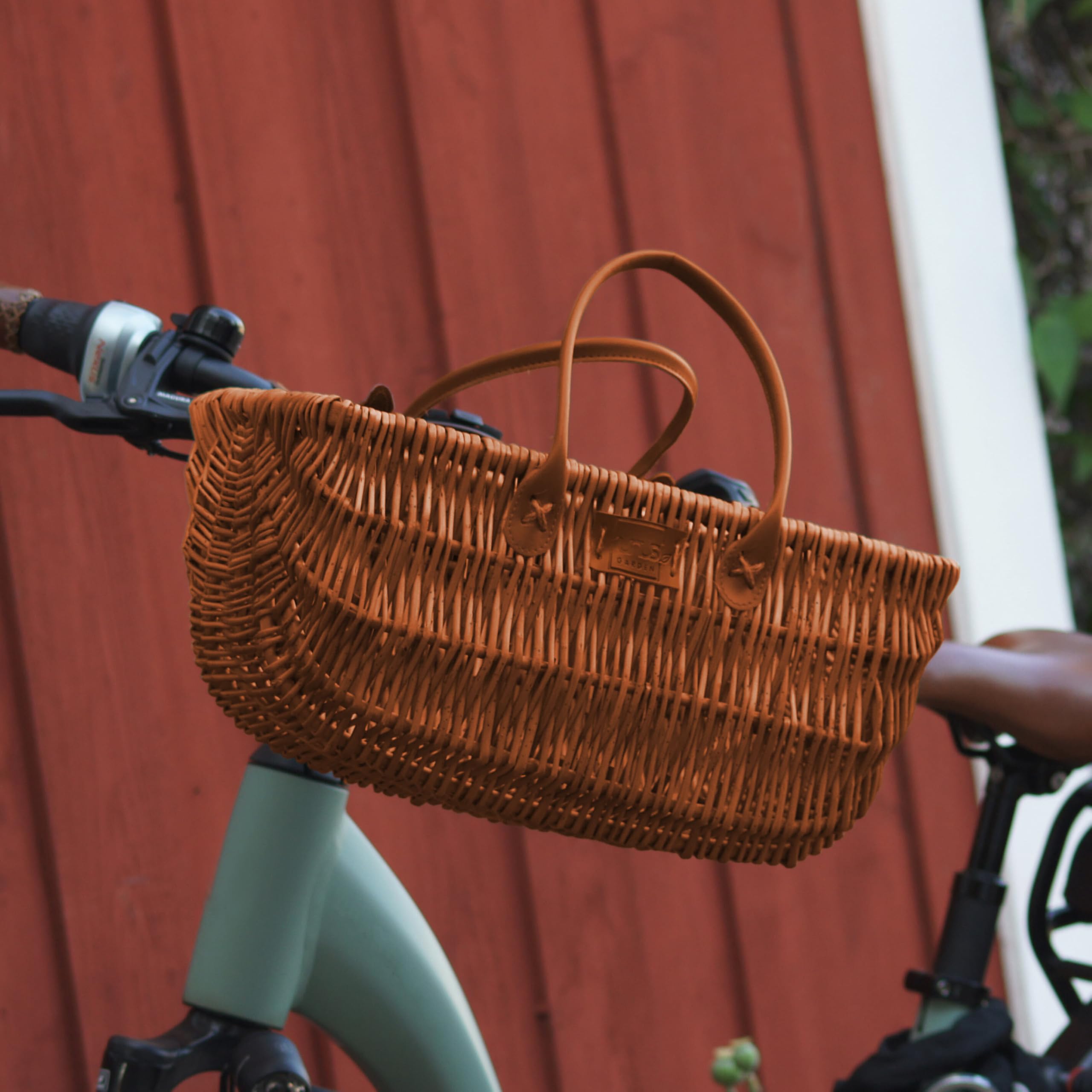 UNUS Cestino da bici in vimini, 22x40x21,5 cm, Resistente alle intemperie, Plastica, Attacco con cinghia per portapacchi o manubrio