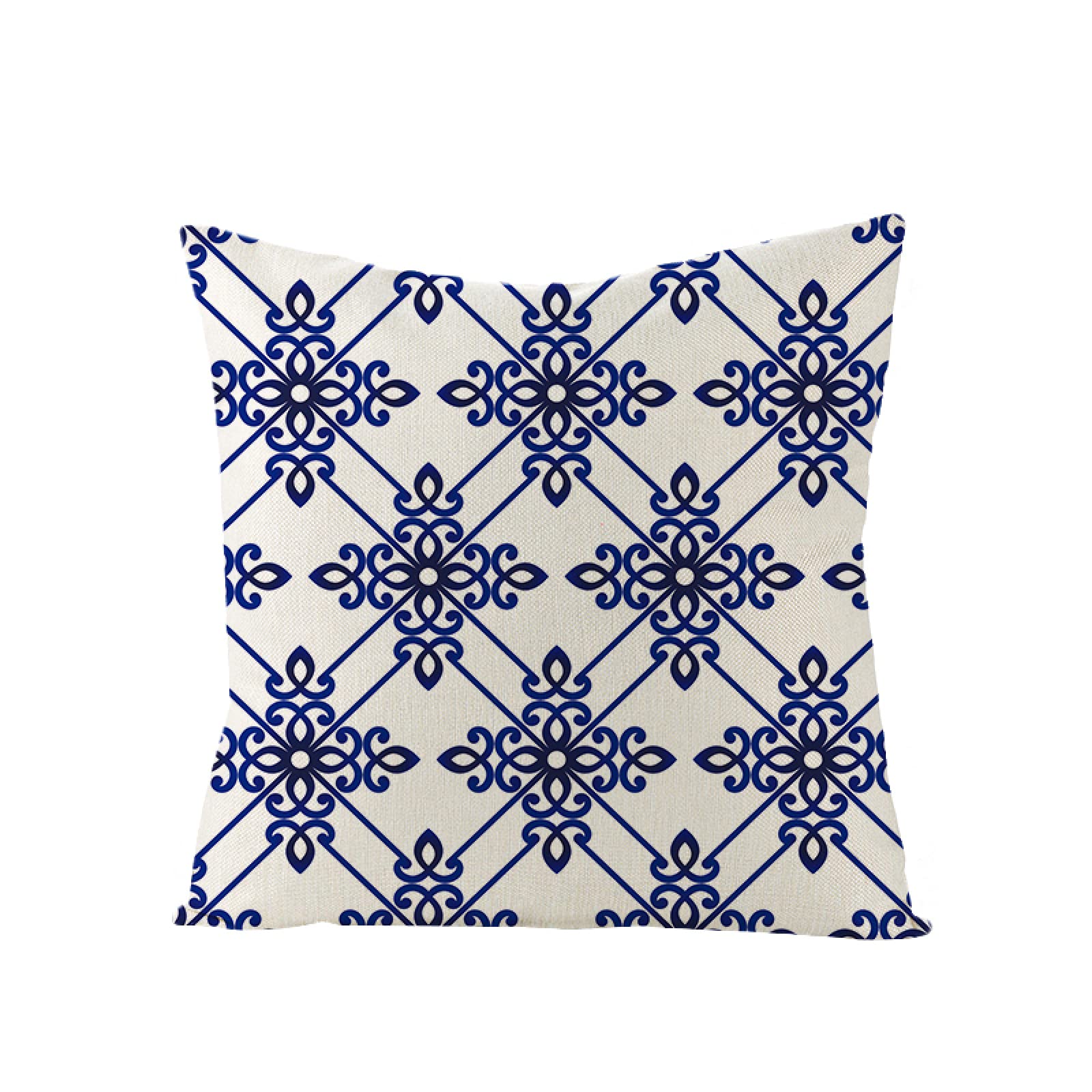 Sofa Fundas Cojines 60x60 Pack de 4 Cuadrado,Funda de Almohada Lino con Cremallera Invisible,Funda de Cojín Decoración para Hogar Sala Cama Jardín Silla Coche-geometría