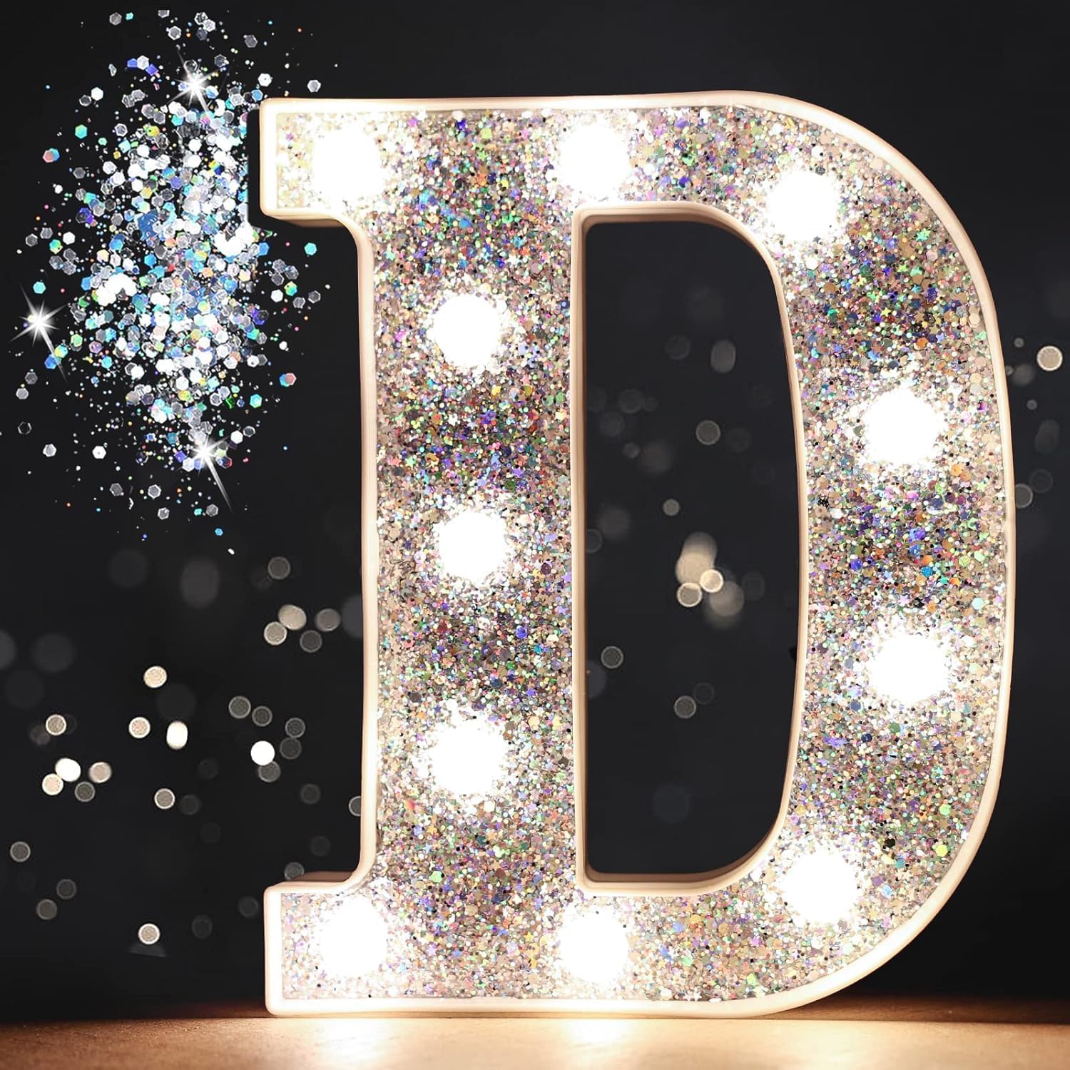 Jemnpela LED Marquee Letter Number Sign Lights Glitter Light Up Alphabet Figure Night Light for Birthday Party Wedding Home Bar Holiday Wall Decoration