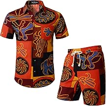 LucMatton Ensemble 2 pièces d'été pour homme en coton et lin style ethnique imprimé avec poches, jaune, taille S, Jaune, S