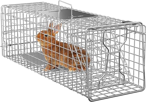Miniatura 8 de HomGarden Catch Release - Jaula de trampa de animales vivos para conejo, marmota, ardilla, mapache, topo, tope, pollo, 24 pulgadas