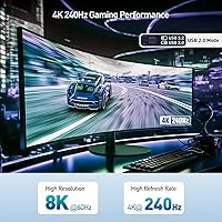 Vista 3 de Cable Matters 8-in-1 USB C Hub DisplayPort 1.4, USB C Dock 8K@60Hz / 4K@240Hz DisplayPort, Gigabit Ethernet, USB3.2 Port, SD Card Reader, with Two