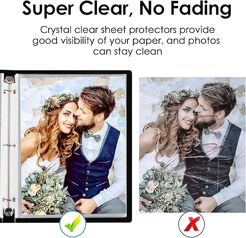 Miniatura 4 de KTRIO - Protectores de hojas transparentes de 85 x 11 pulgadas para carpetas de 3 anillos protectores de plástico con abertura en la parte superior