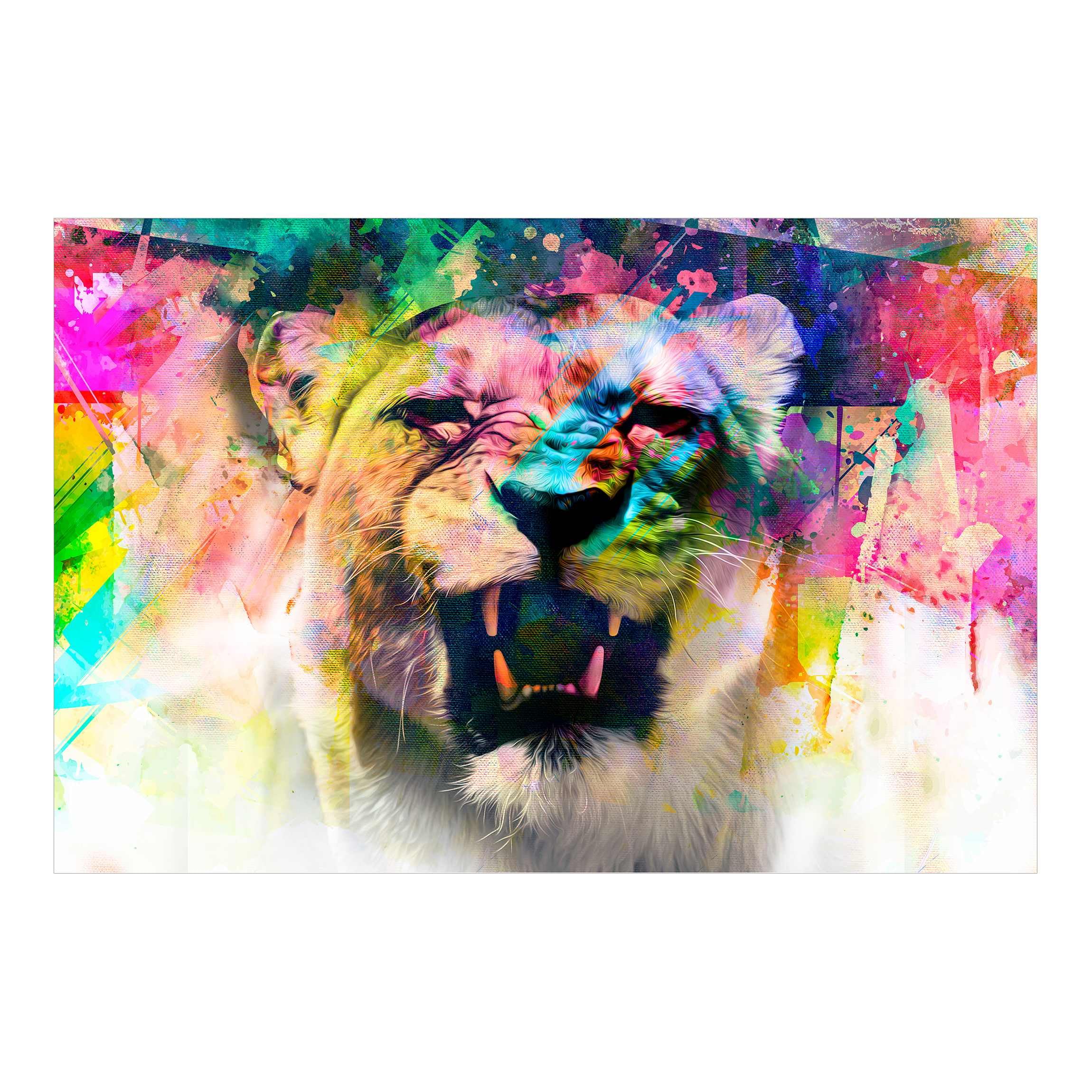 Papier peint panoramique chambre ado tapisserie murale lion abstrait 4776