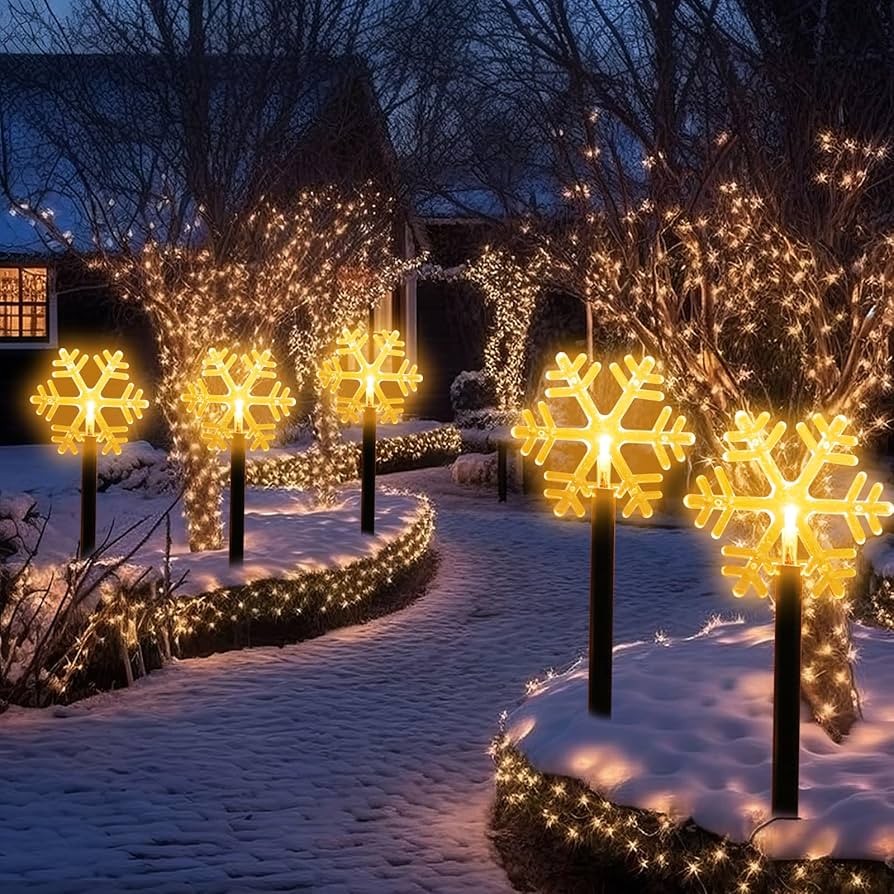 Amazon.com : Mycznsyard Christmas Snowflake Pathway Lights 5