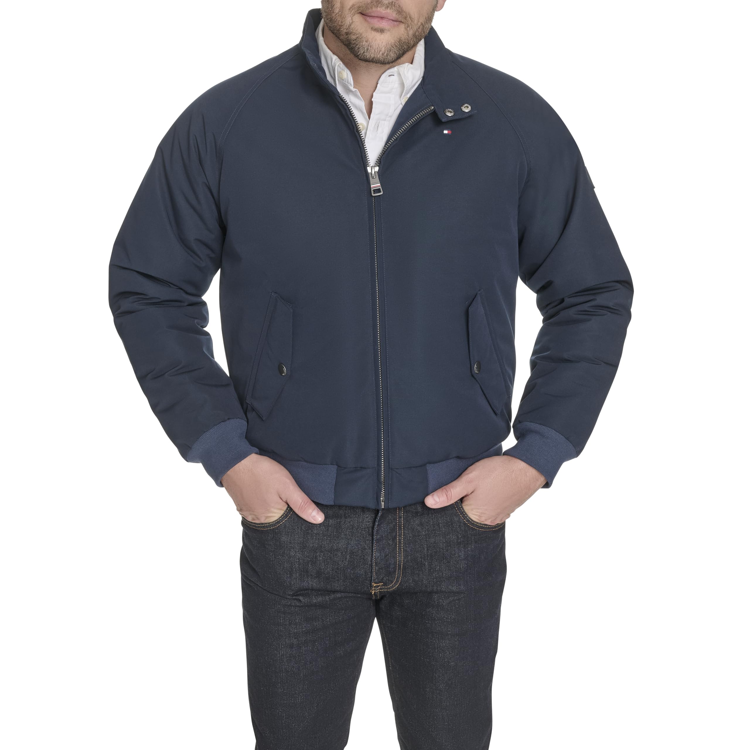 Tommy Hilfiger Men's Highland Cloth Modern Bomber Jacket, Navy, L