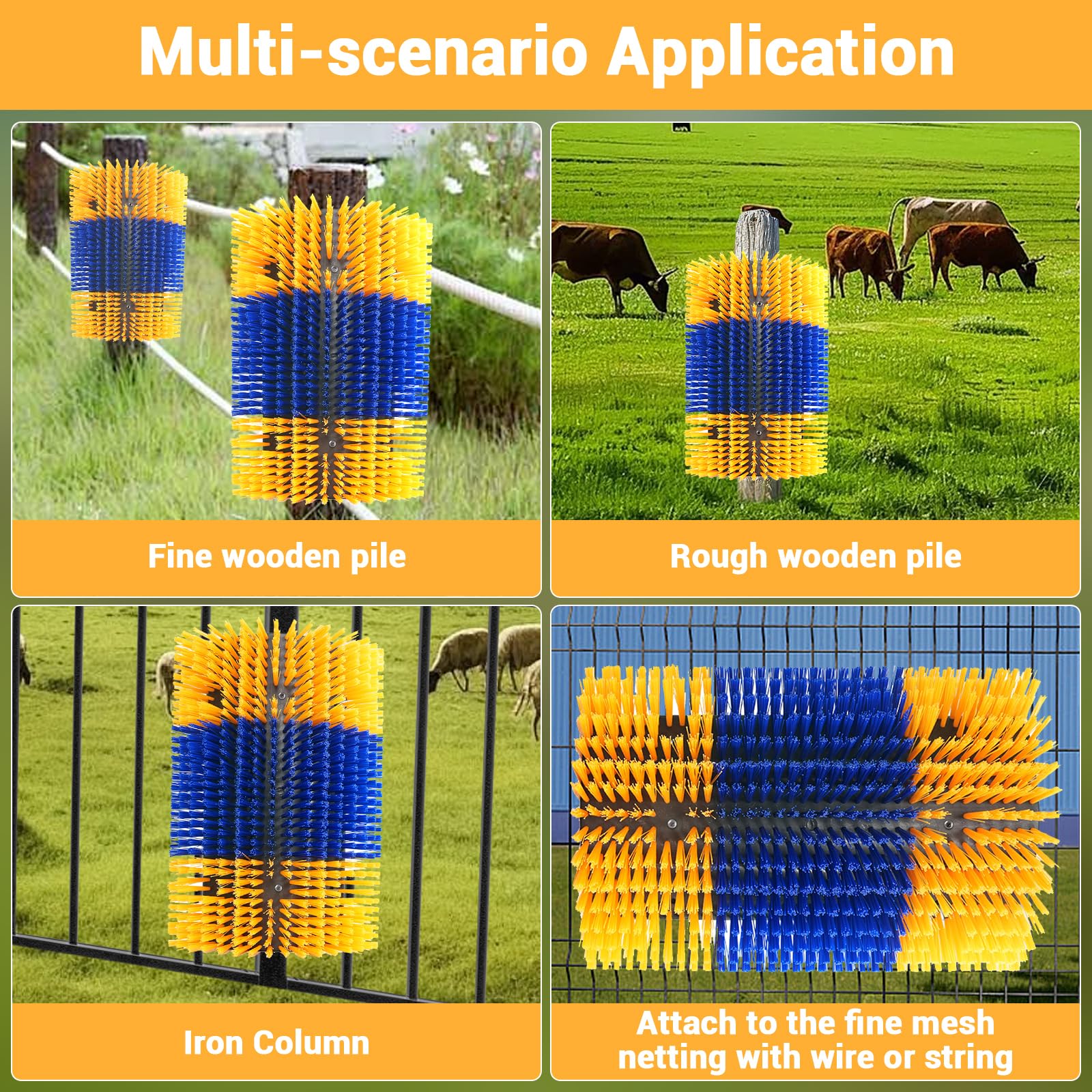 GarveeTech Set di 2 spazzole per la cura dei peli e dei cavalli e degli animali da fattoria, utilizzabili su entrambi i lati per la pulizia della schiena e alleviare il prurito, incluse viti di