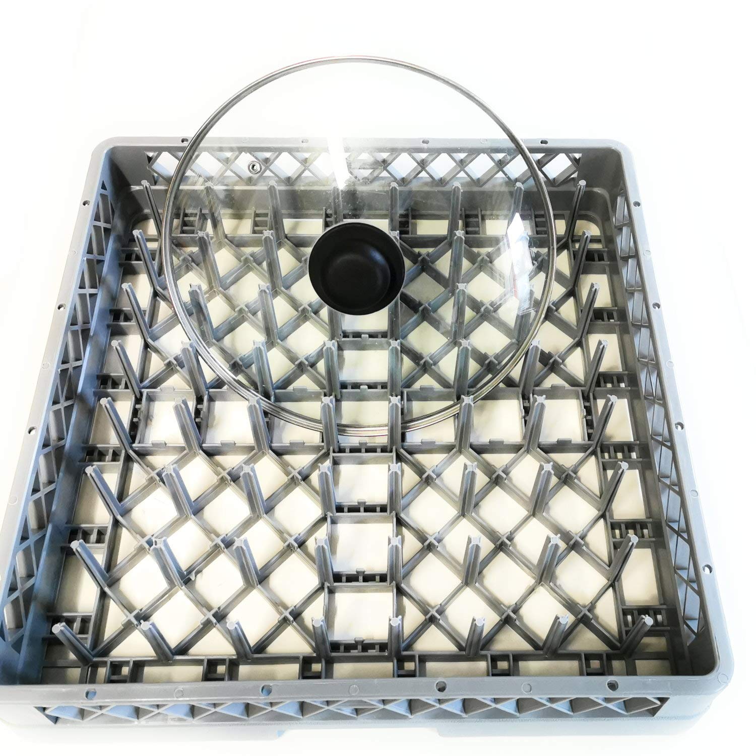 Panier universel pour lave-vaisselle 64 doigts, plateau gobelets tasses gastronomie lave-vaisselle panier universel en plastique 50 x 50 cm à mailles grossières empilables