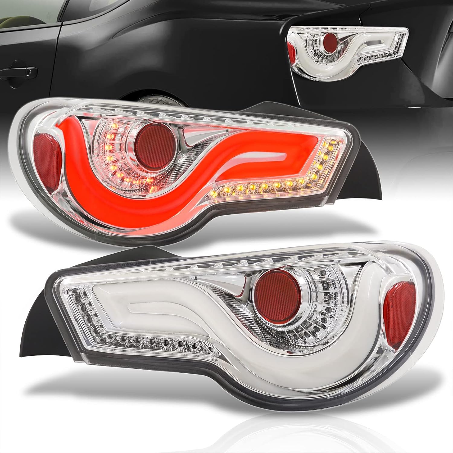 AJP Distributors Sequential LED Tube Bar Signal Driving Bumper Tail Lights Brake Stop Lamps Assembly Pair Compatible/Replacement For BRZ 86 GT86 FT86 FR-S FRS 2013 2014 2015 2016 2017 2018 2019 2020