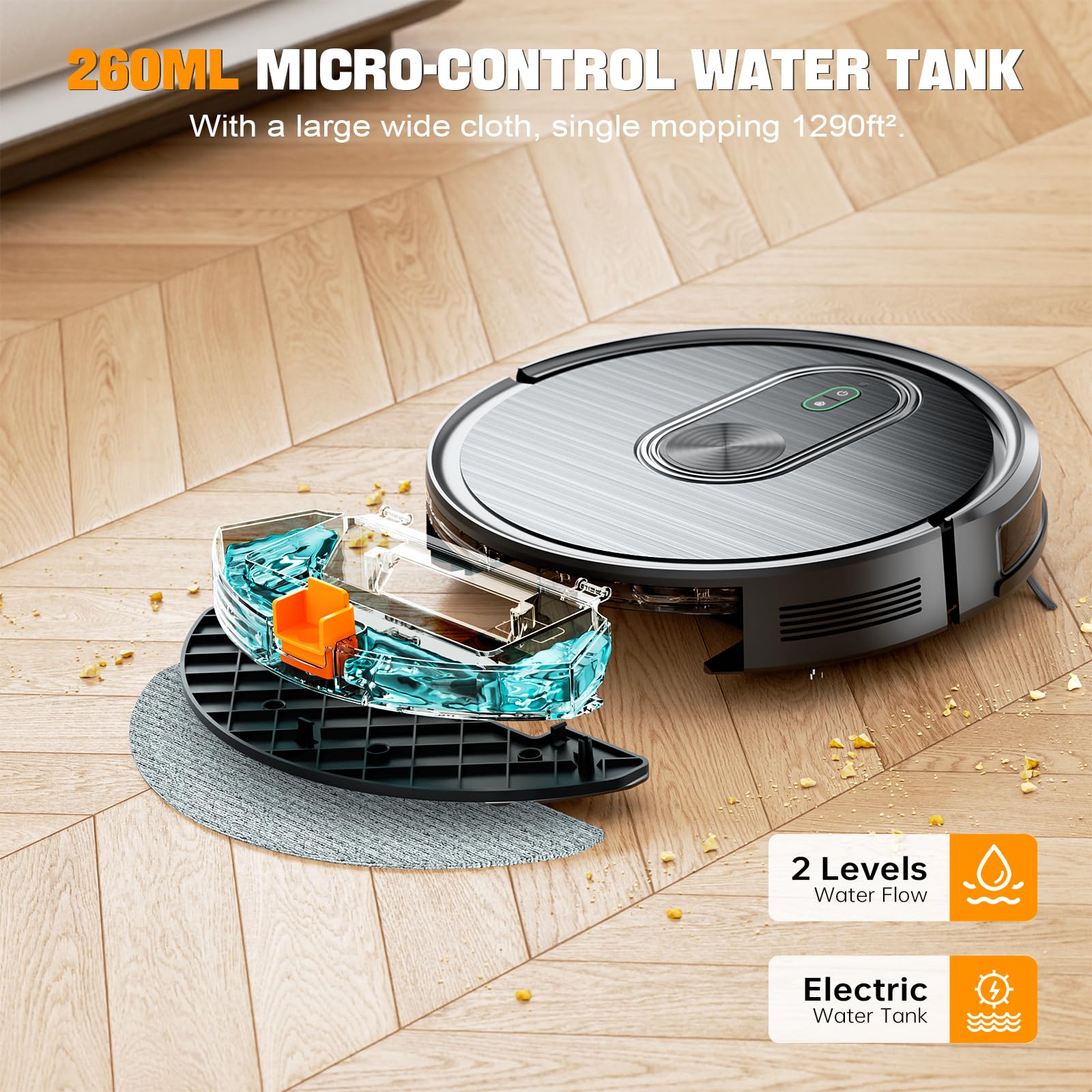 Quiet Vacuum Cleaner GOOVI D380 Robot Vacuum, Self-Charging