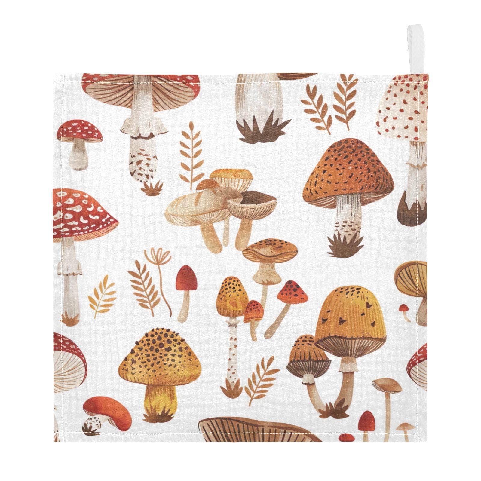 Msyxl Mushrooms Baby Washcloths 3 Pack Soft Face Towel Absorbent Bath Wash Cloths for Newborn Infants Kids Girls Boys, 12x12in