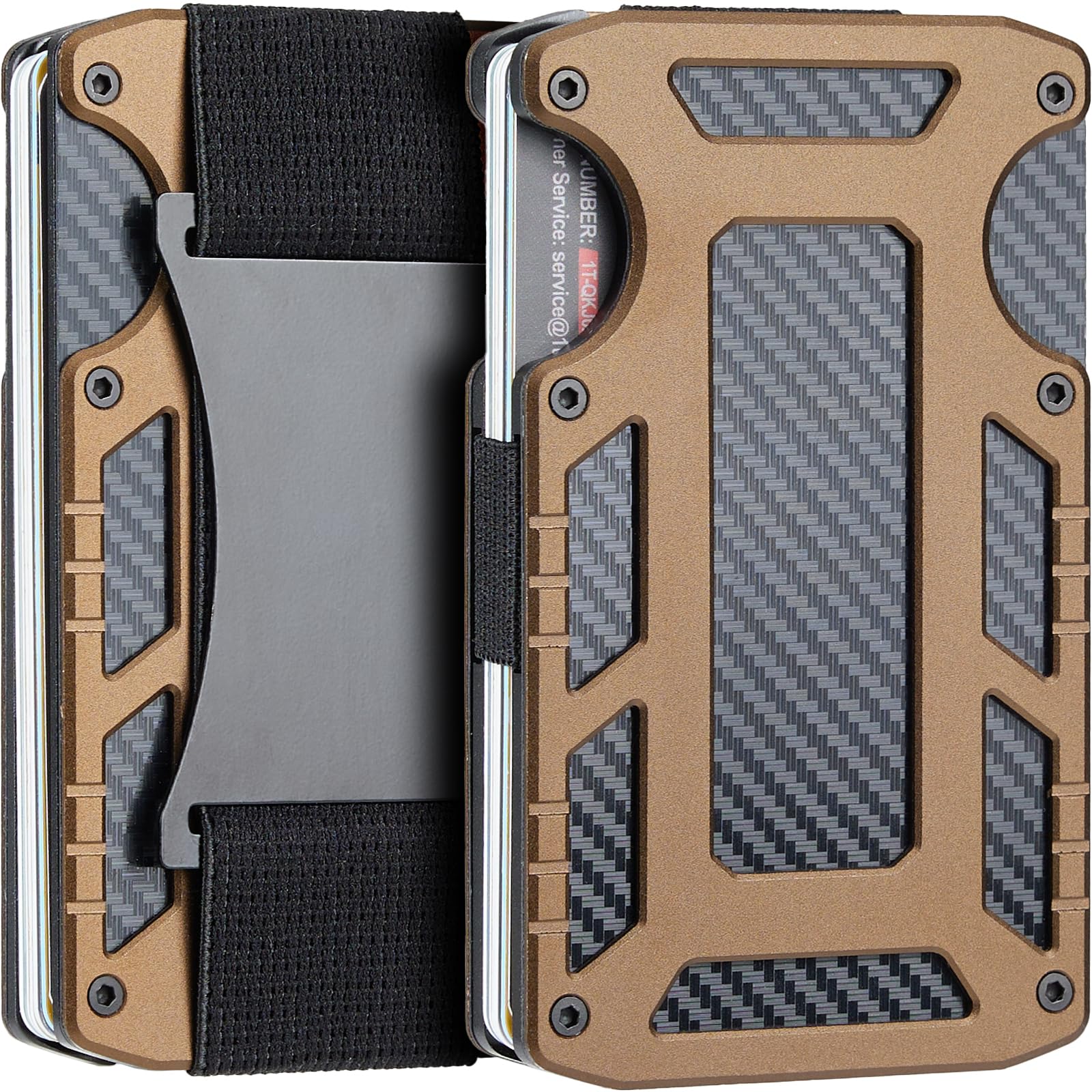 Portafoglio Uomo In Metallo Sottile Con Blocco RFID - Porta Carte Di Credito E Contanti Con Supporto Per Airtag (Airtag Non Incluso) - Nero Minimalista Tattico