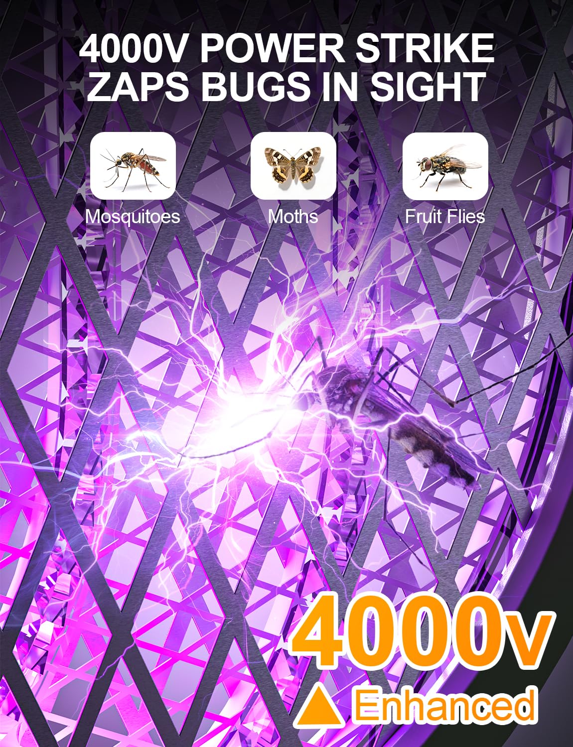 WOCVRYY 4000V 1800 Mah Elektryczna Łapka na Muchy 3w1 Ładowana Elektryczna z Usb C Możliwość Ponownego Ładowania Światło LED Pułapka na Muchy Składana do Użytku Wewnątrz i na Zewnątrz