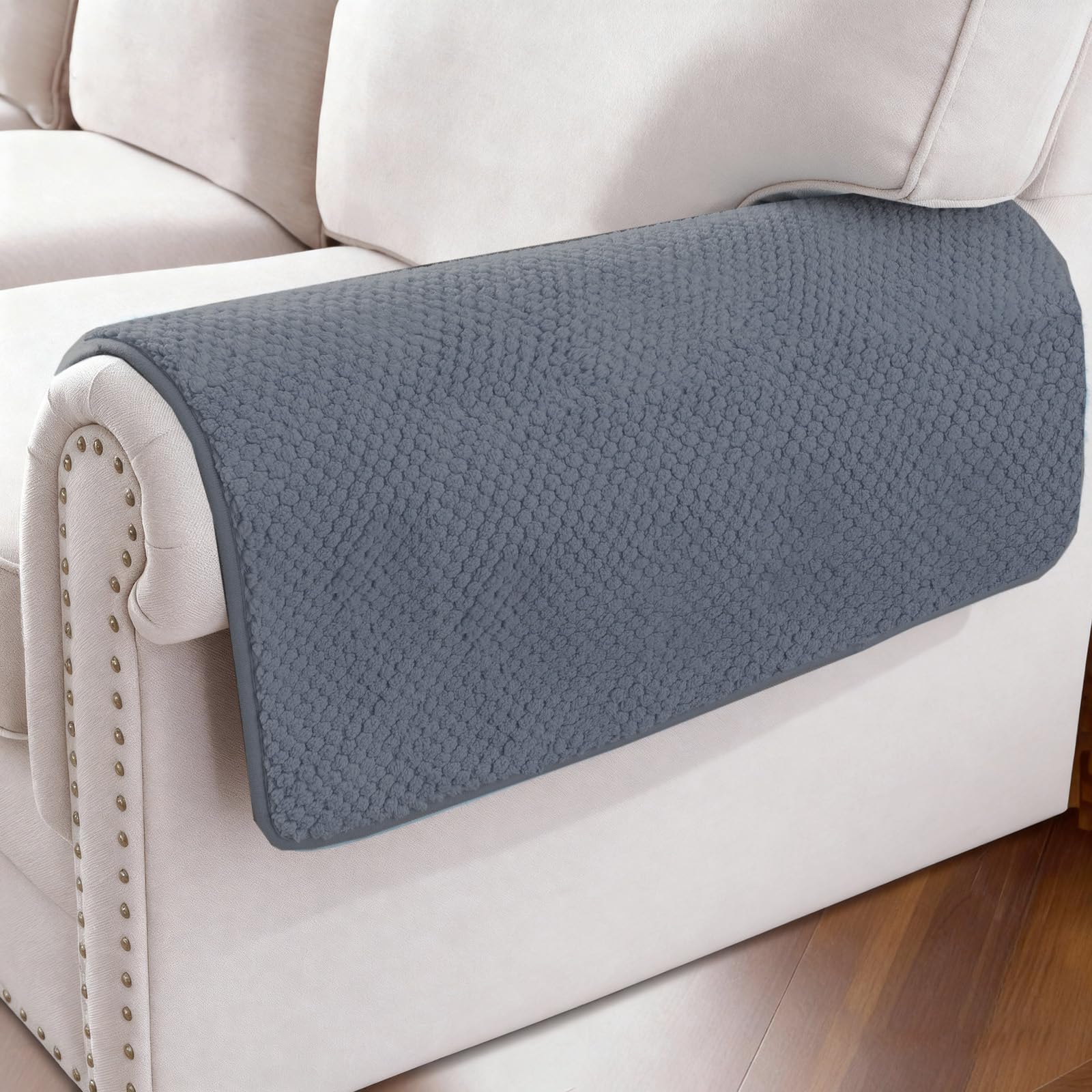 BellaHills Waterproof Sofa Cover 1 2 3 Seater Washable Non-Slip Seat Cushion Covers Flannel Couch Covers for Sectional Sofa, Sofa Slipcovers L Shaped Furniture Protector, 60x60 cm, Grey
