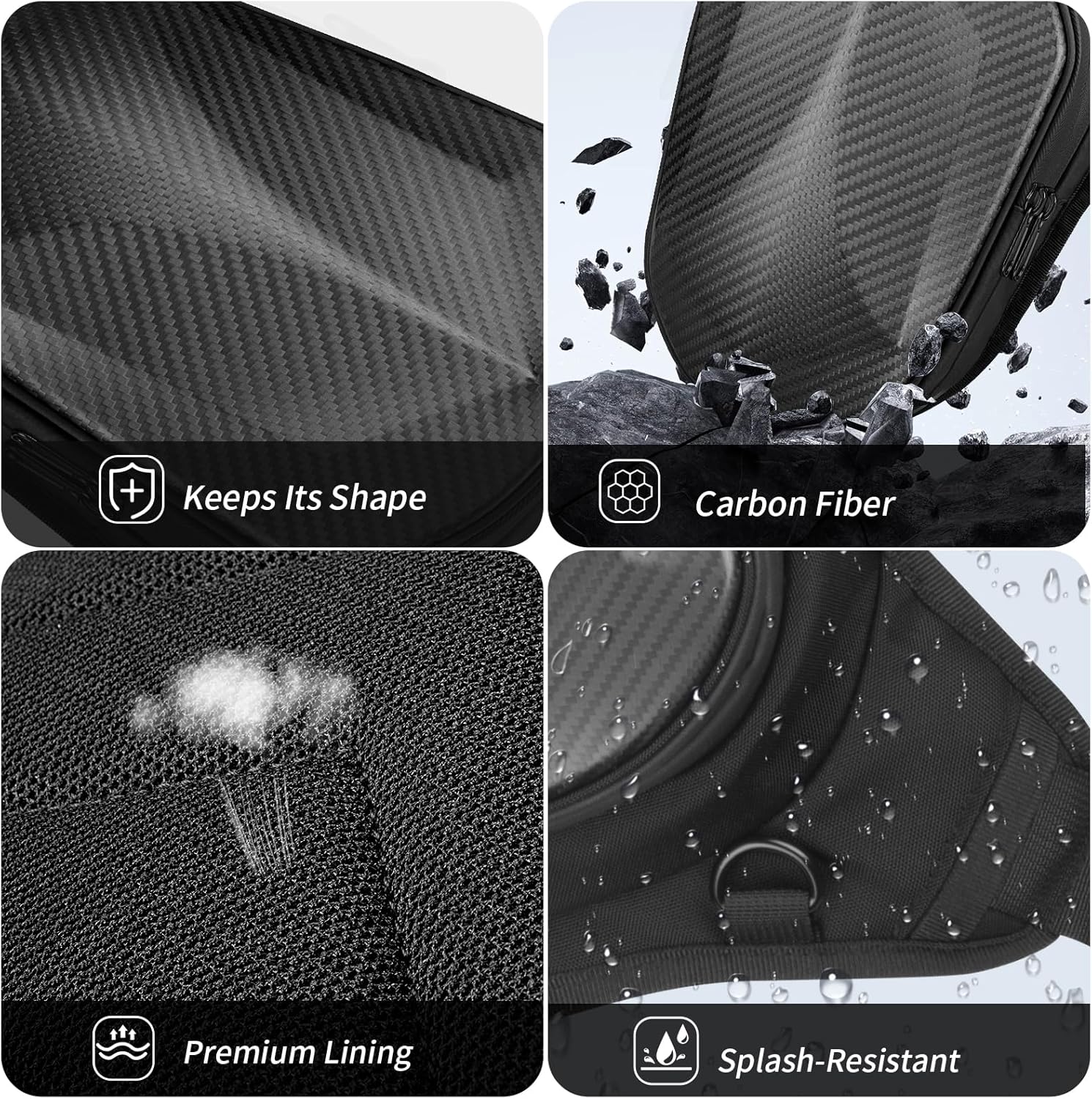 Motorcycle Thigh Bag with Hard Front Shell, Splash-Resistant Riding Leg Bag for Men and Women, Adjustable Waist & Leg Straps, Multi-Pocket Storage for Daily Riding, Matte Black