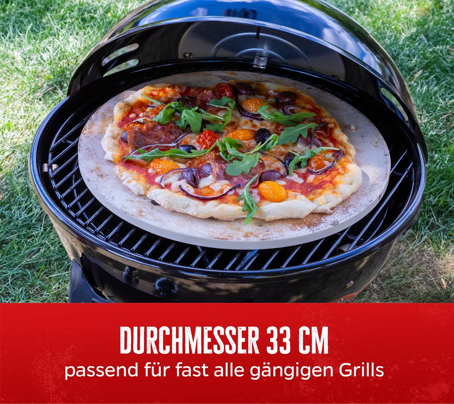 cordierita piedra para pizza 33 cm redondo para barbacoa o del Horno. Pizza sobre bola de parrilla de gas, barbacoa de carbón, parrilla y barbacoa eléctrica como de la piedra del Horno