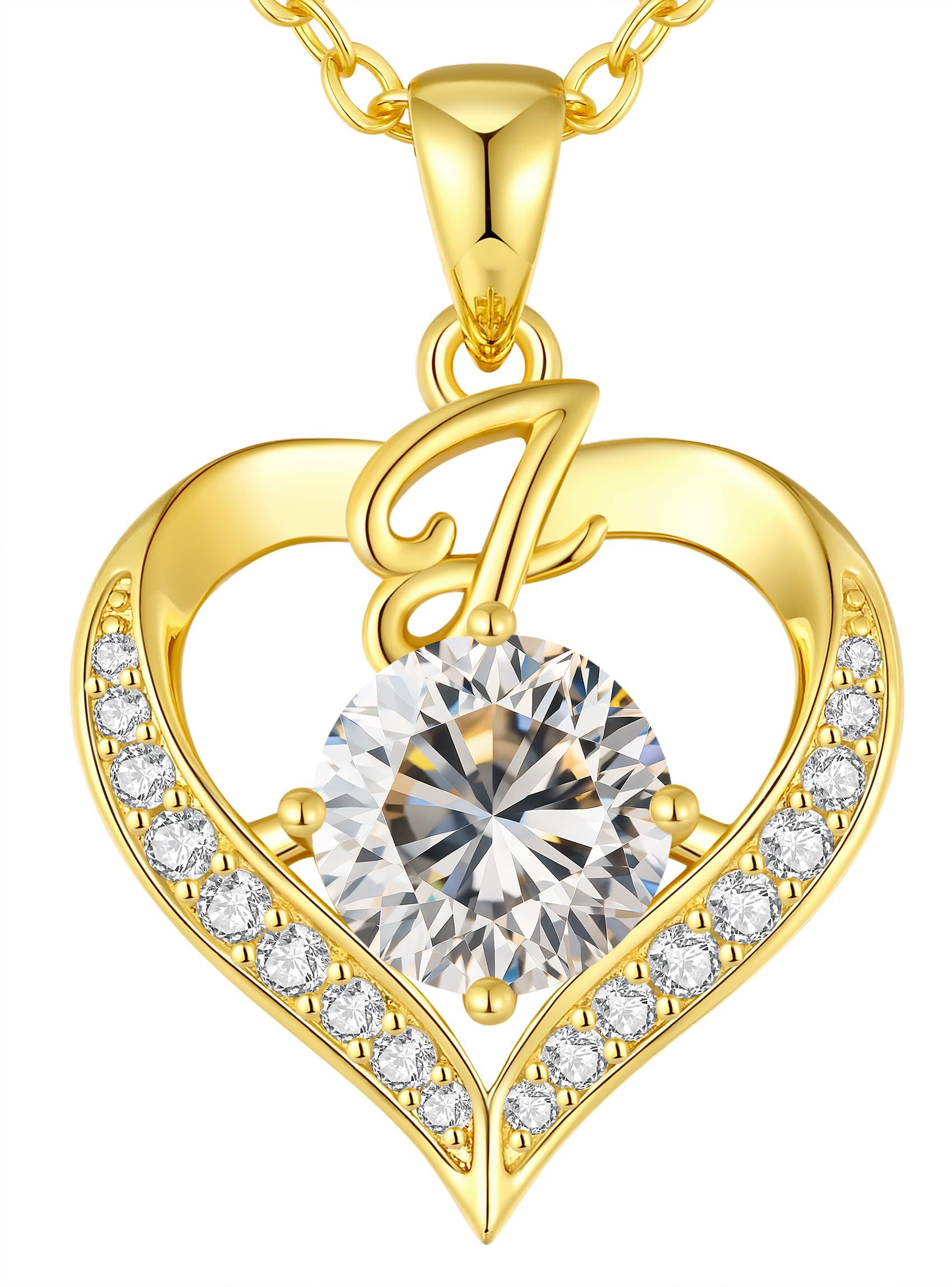 CDE S925 Silver Initial Love Heart Moissanite Necklace with 18K Gold Plated