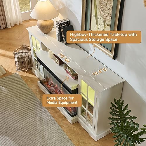 Miniatura 22 de ROCKPOINT Argus - Centro de entretenimiento, consola de almacenamiento para multimedia, TV con base (70 pulgadas), color negro Negro -,Carbón