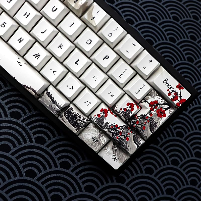 JSJT Szilva Virág 60% PBT Keycap szett Cherry MX mechanikus billentyűzethez - 80-us