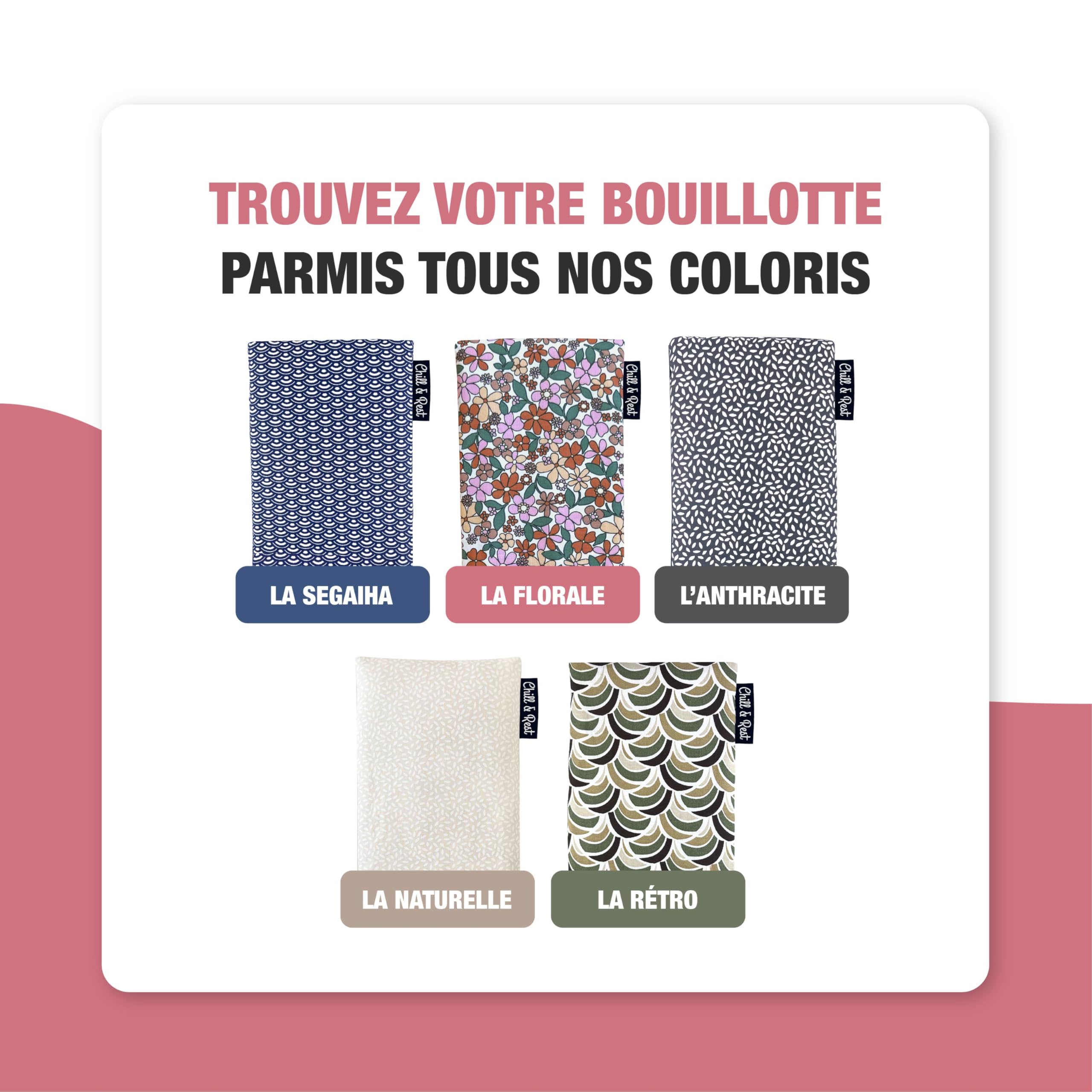 Chill&Rest - Bouillotte longue micro-onde déhoussable - Fabriquée en France - Coussin chauffant cervicales - Bouillotte seche - Ceinture chauffante règle douloureuse - Tour de cou chauffant-La Florale