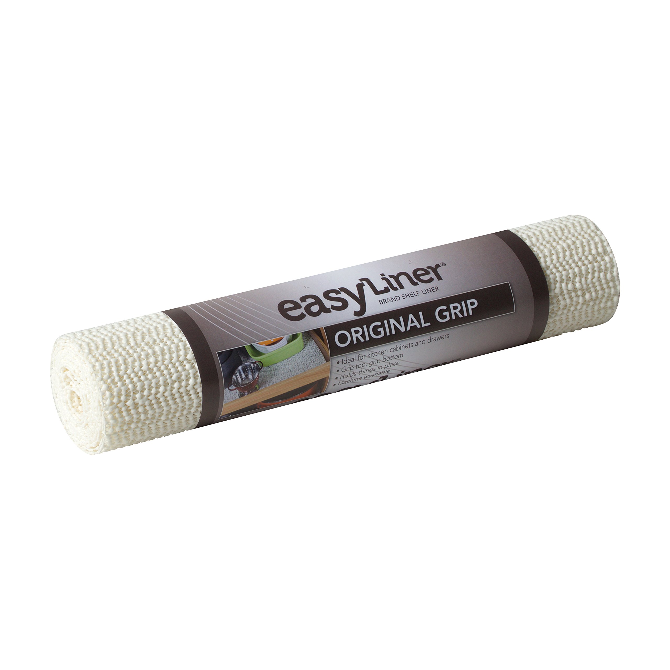 Duck Brand Original Grip Easy Liner Non-Adhesive Shelf Liner, 12-Inch X 5-Feet, White - Washable Drawer & Shelf Liner