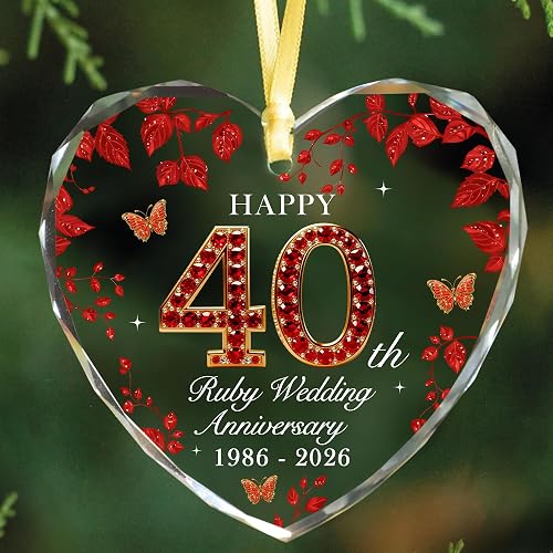 MALFIRST 40th Anniversary Ornament: A Ruby Keepsake for 40 Years of Marriage