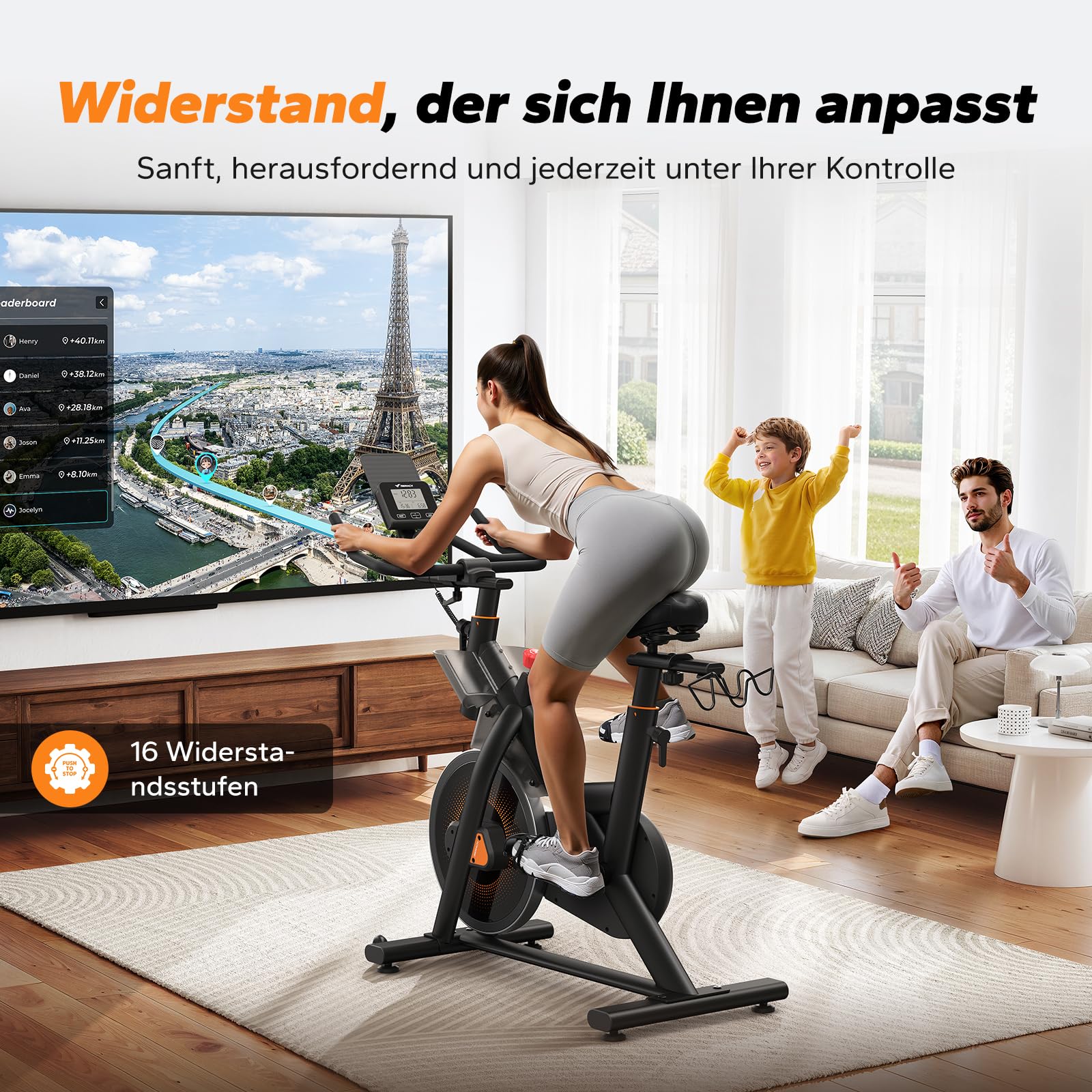 MERACH Profi-Heimtrainer Fahrrad mit 10kg Schwungrad, Max Laufruhe und Stabilität, Studio-ähnliches Training zu Hause, Leises Magnetbremssystem, Stoßdämpfender Luftkissensattel, Eigene App, Bis 158KG
