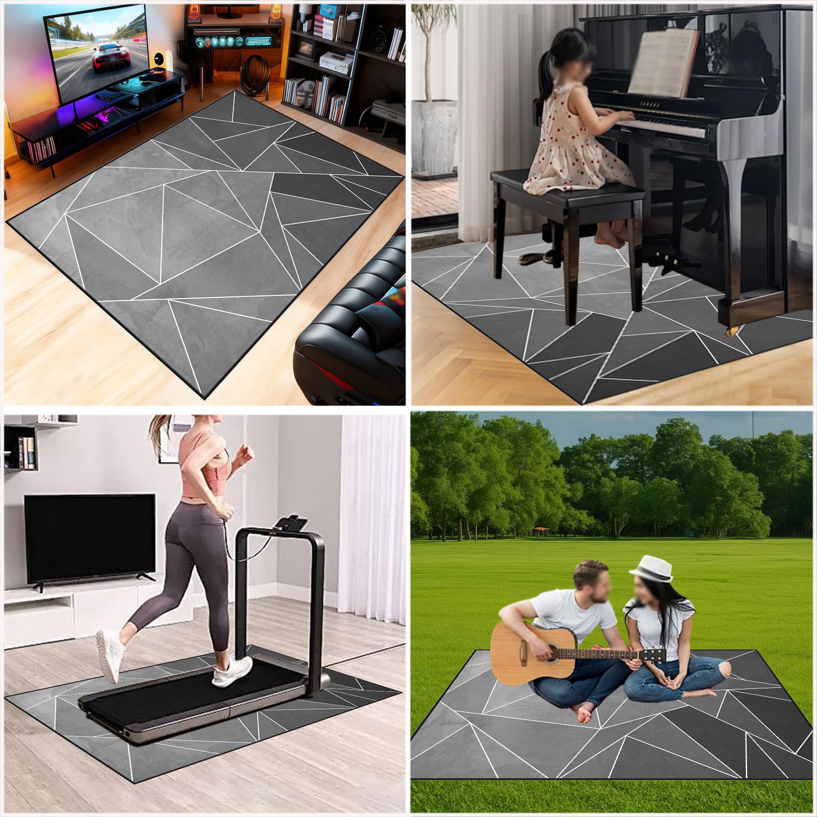 Tapis pour Batterie Acoustique Moquette Antidérapante Tapis Batterie Insonorisé Tapis de Tambour Grosse Caisse Claire Batterie électronique Kits Instruments de Musique 160 x 120 cm