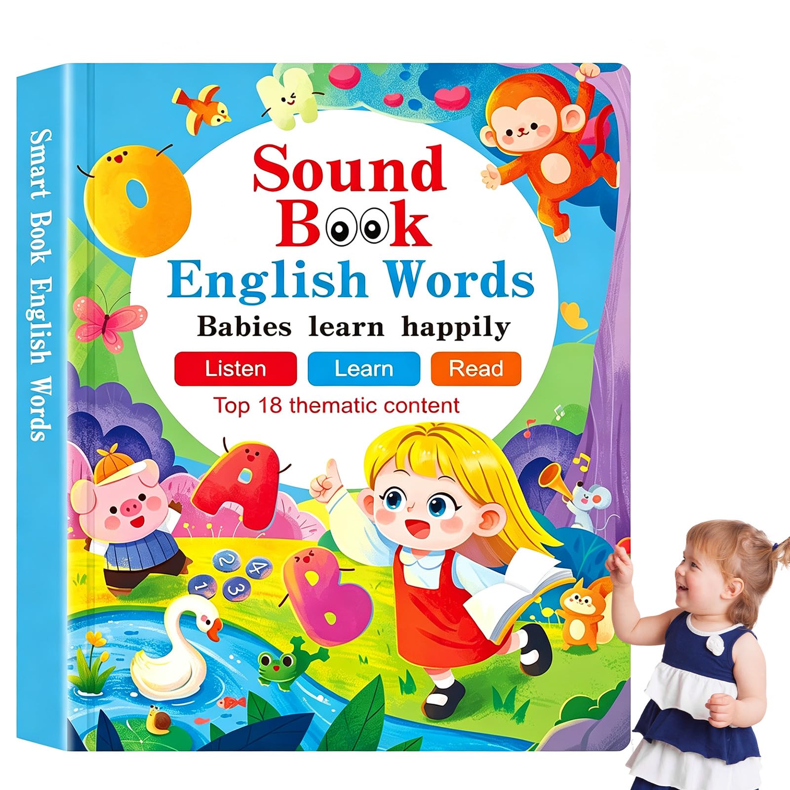 Interactive Talking Book, Rechargeable English Sound Book with Interactive Learning, Educational Reading Toy for Toddlers and Preschoolers，D