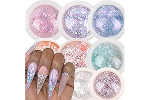 6 Colors Opal Flake Nail Sequins Neon Crystals Manicure Paillettes Tools