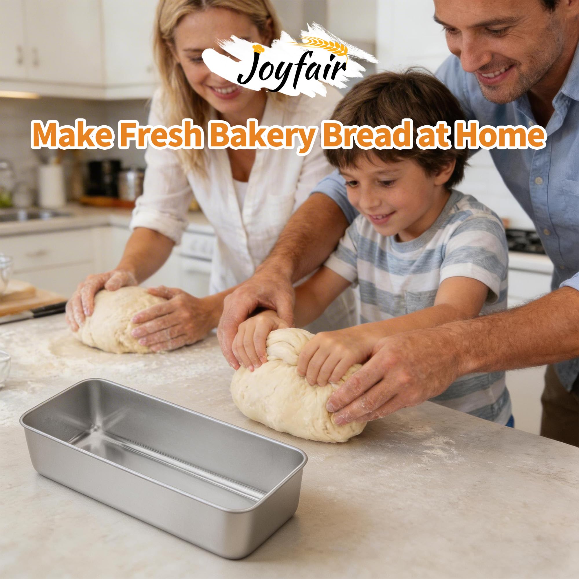 Joyfair Set di 2 teglie per pane in acciaio inox, 1,4 kg, grandi stampi per pane alla banana, torte, lasagne, brownie, atossici e resistenti alla ruggine, adatti al forno e alla lavastoviglie, 31 x 13