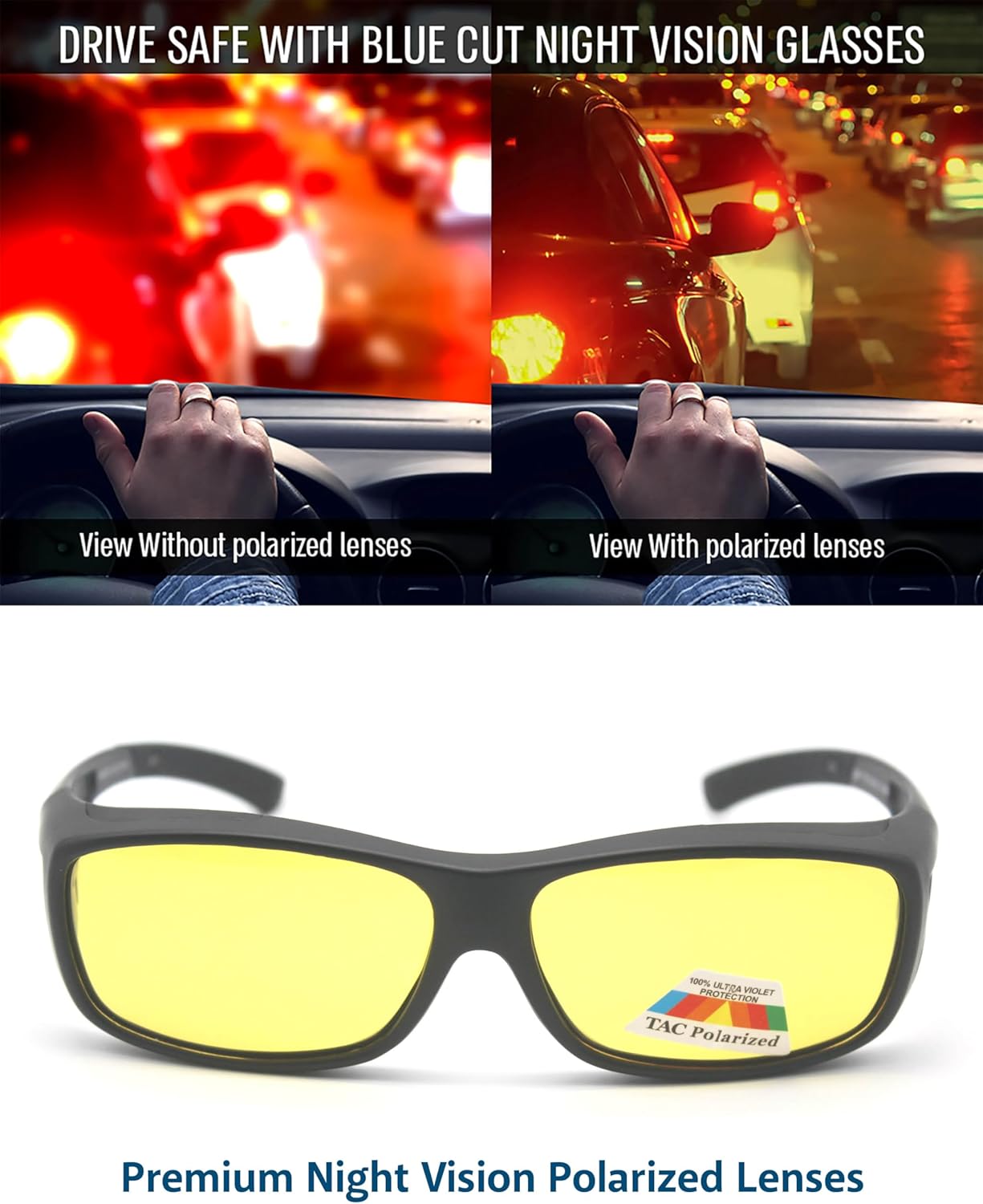 BLUE CUT Fit Over Polarized Sunglasses Solar Shield Sunglasses To Wear Over Glasses - Image 4